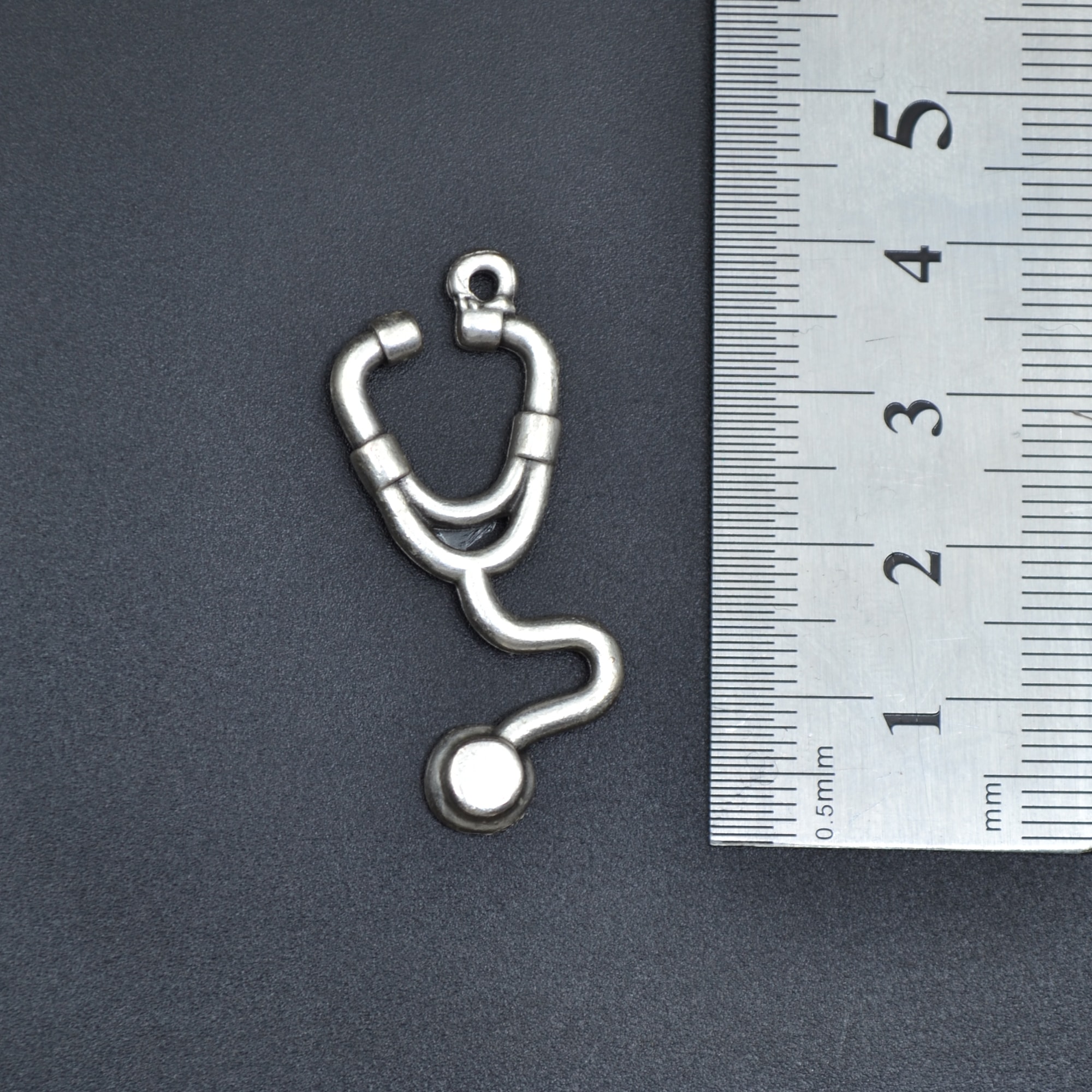 Doktor Steteskop Kolye Ucu - Gümüş ( Silver ) Renk