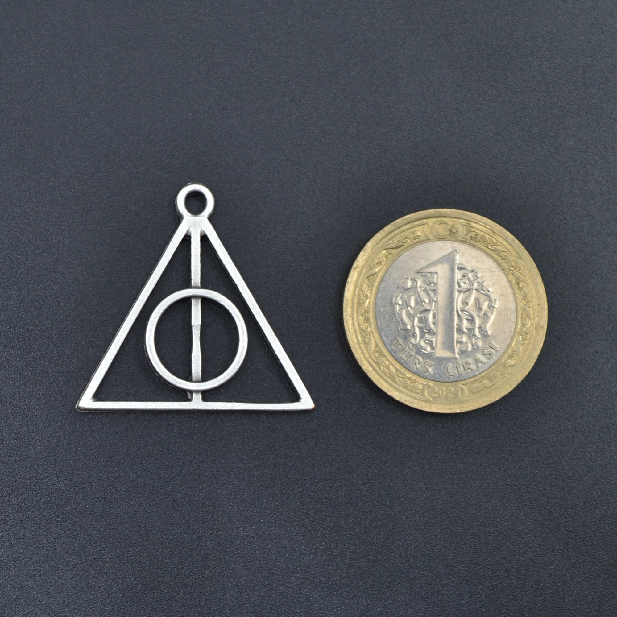 Ölüm Yadigarları Harry Potter Kolye - Gümüş ( Silver ) Renk - 60 cm Deri İp Kolye