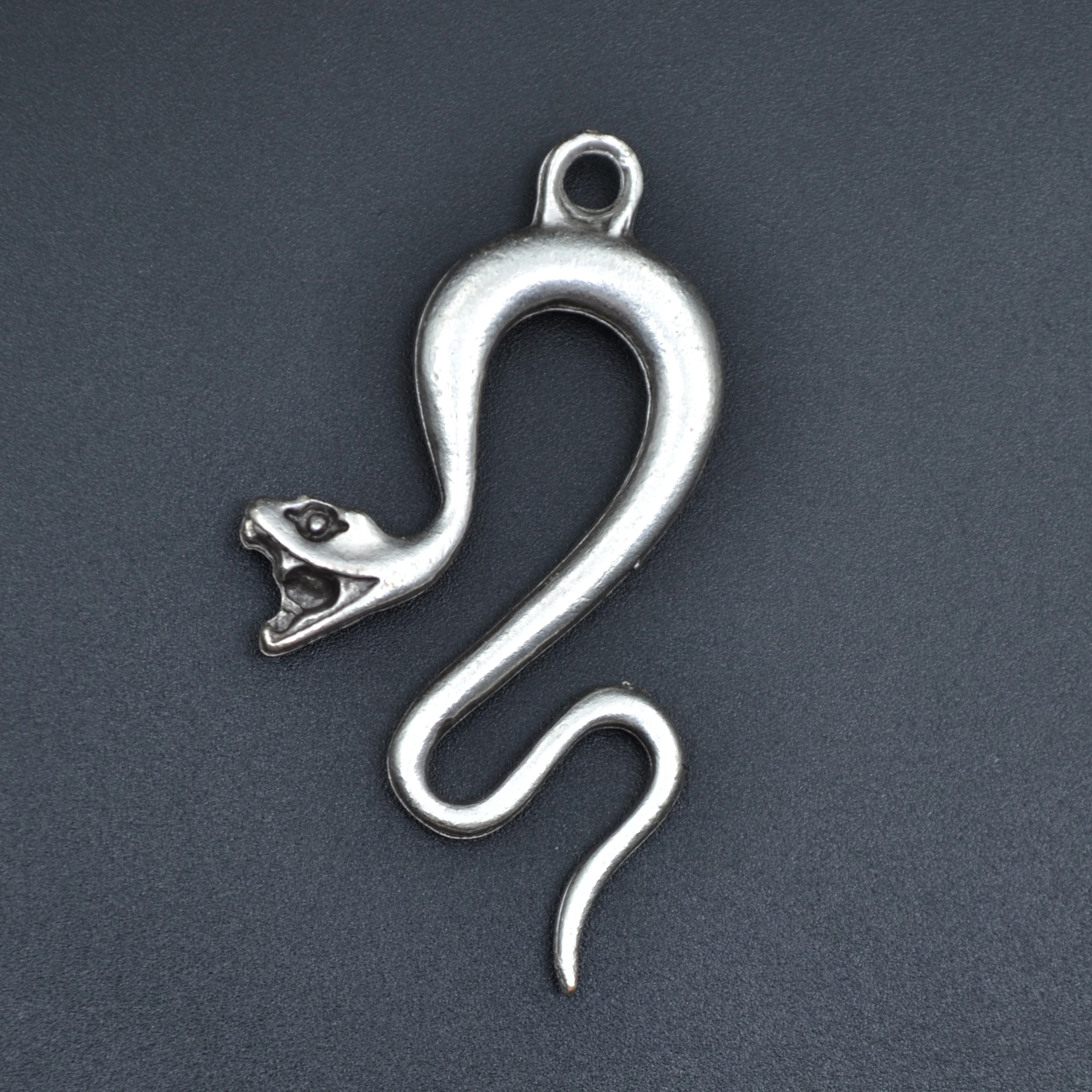 Yılan Kolye - Gümüş ( Silver ) Renk - 60 cm Deri İp Kolye