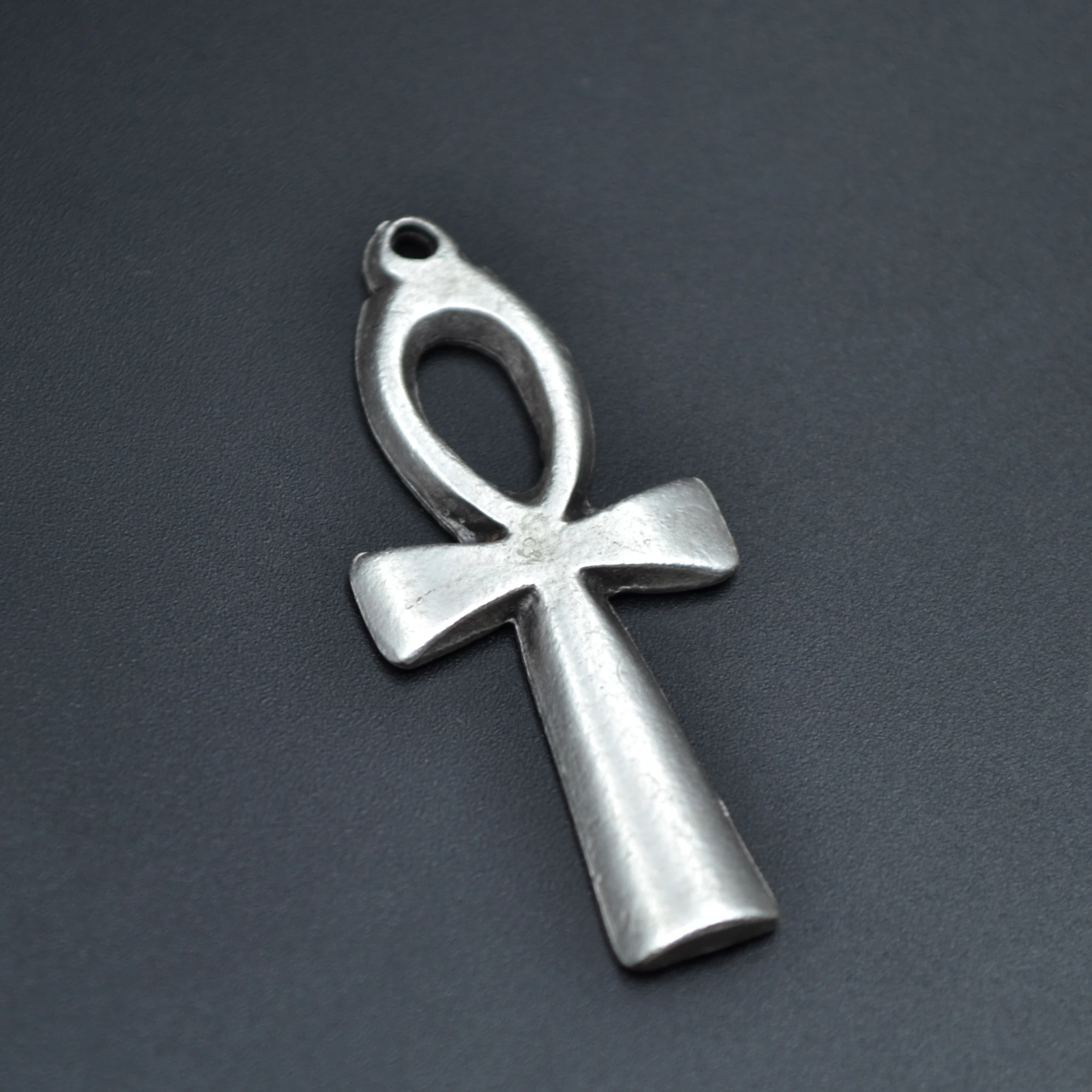 Ankh Sembolü - Nil'in Anahtarı Kolye - Gümüş ( Silver ) Renk - 60 cm Örme Zincir Kolye