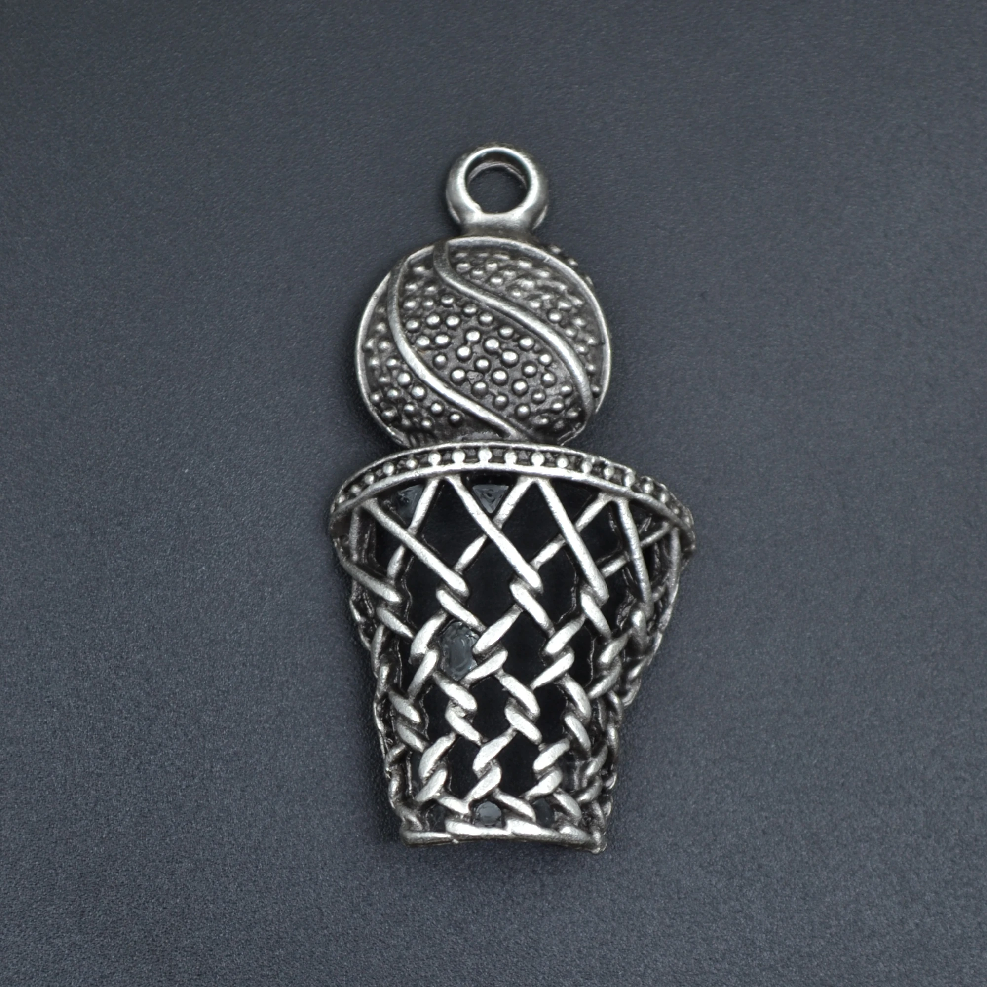 Basket Topu - File - Pota Kolye - Gümüş ( Silver ) Renk - 60 cm Düz Ezme Zincir Kolye