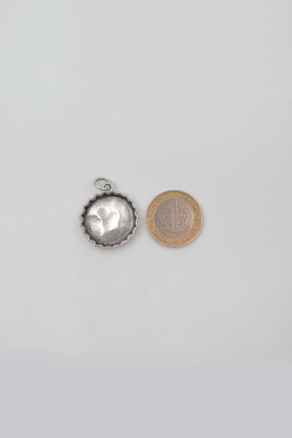 Retro Gazoz Kapağı Örme Zincir Kolye - Antik Gümüş Kaplama - Kadın Erkek - 60 cm