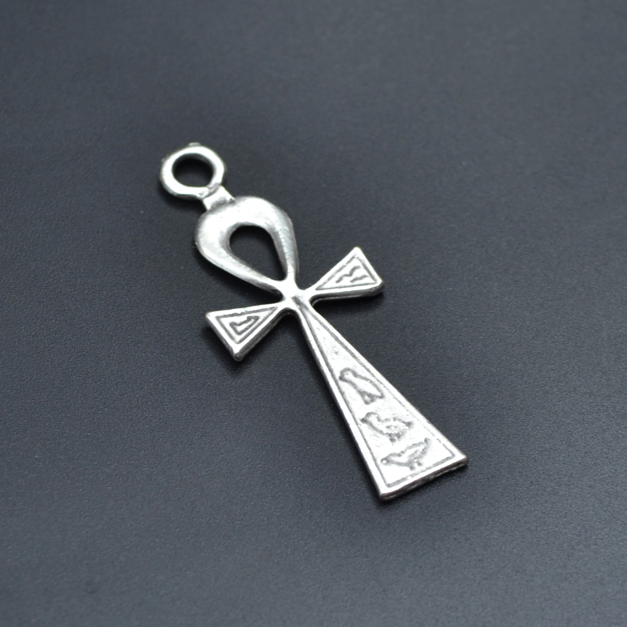 Ankh Sembolü - Nil'in Anahtarı Kolye - Gümüş ( Silver ) Renk - 60 cm Düz Ezme Zincir Kolye