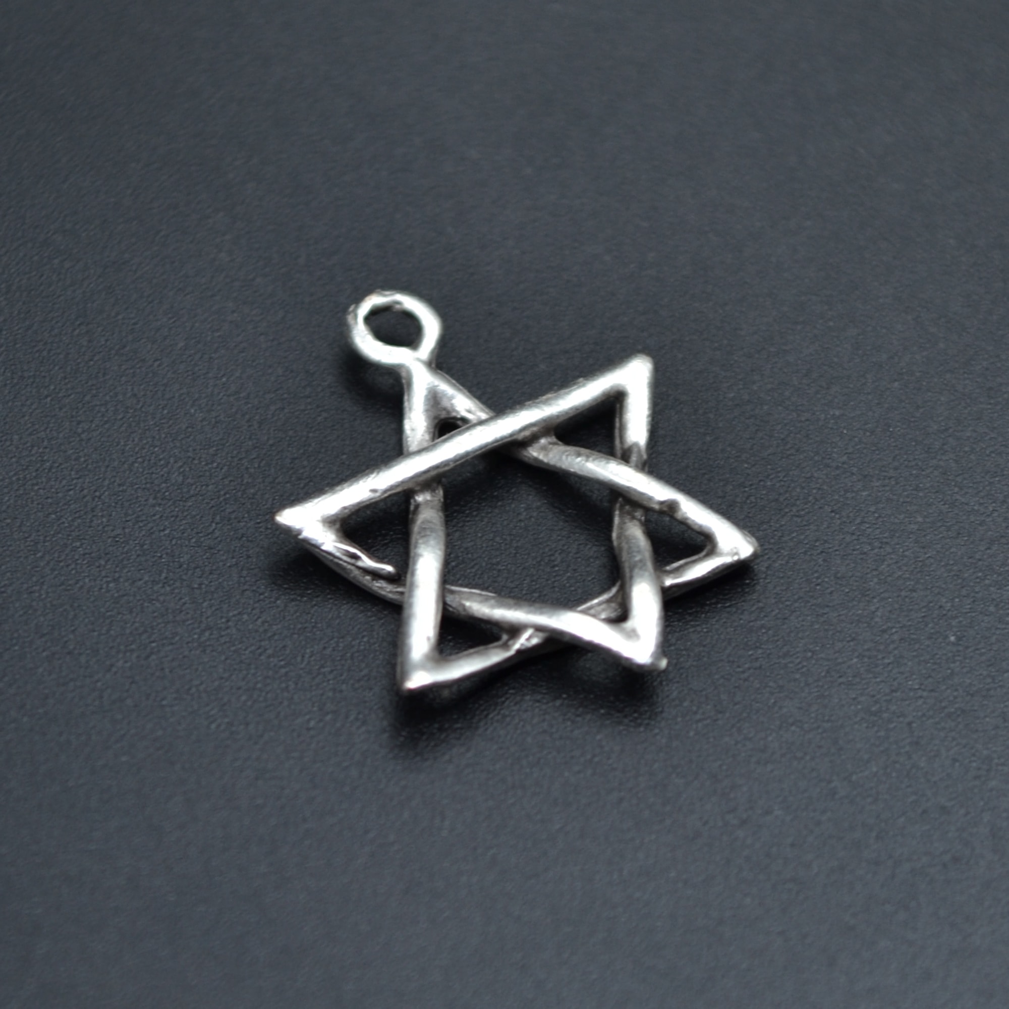 Minimal Pentagram Kolye - Gümüş ( Silver ) Renk - 60 cm Düz Ezme Zincir Kolye