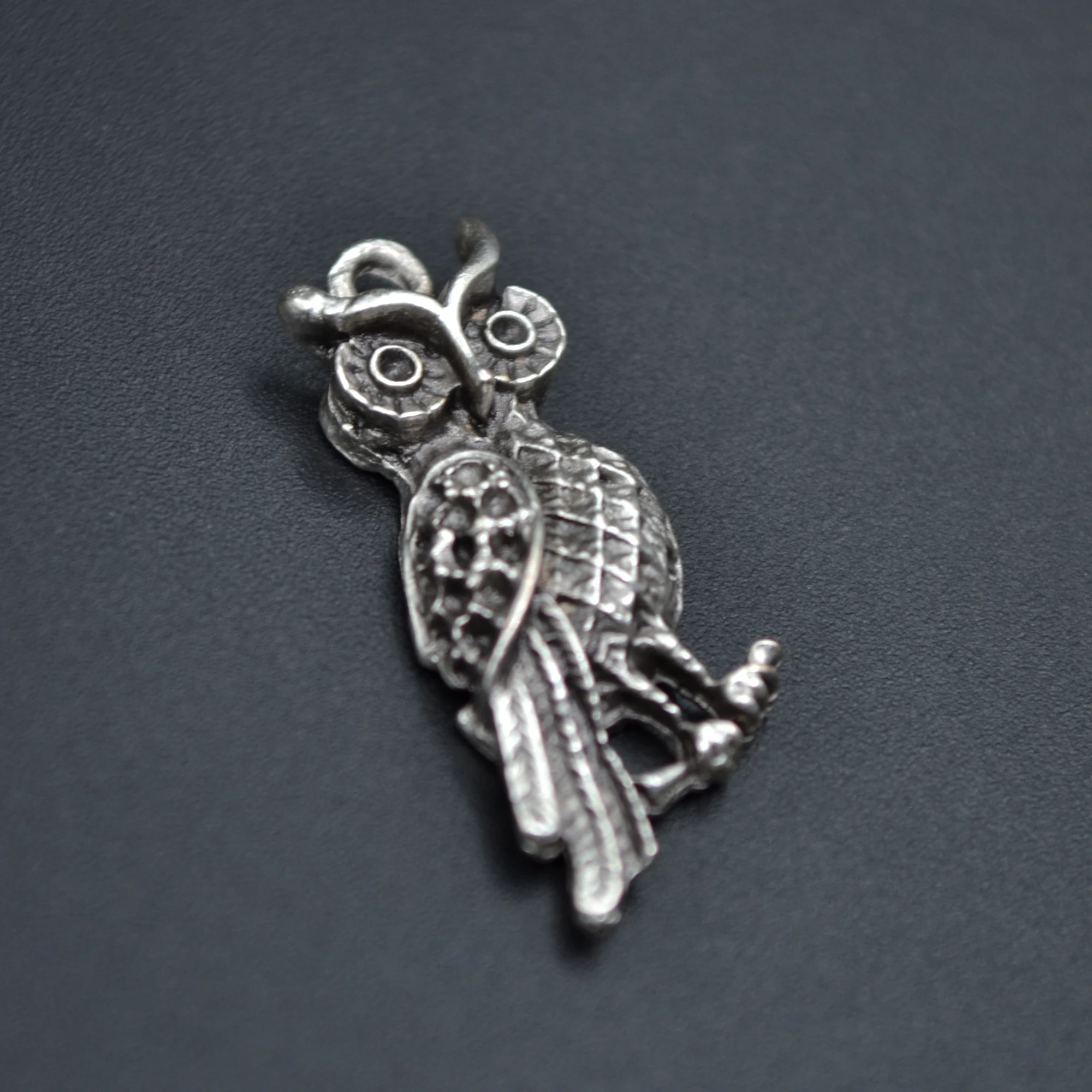 Minimal Baykuş Kolye - Gümüş ( Silver ) Renk - 60 cm Düz Ezme Zincir Kolye