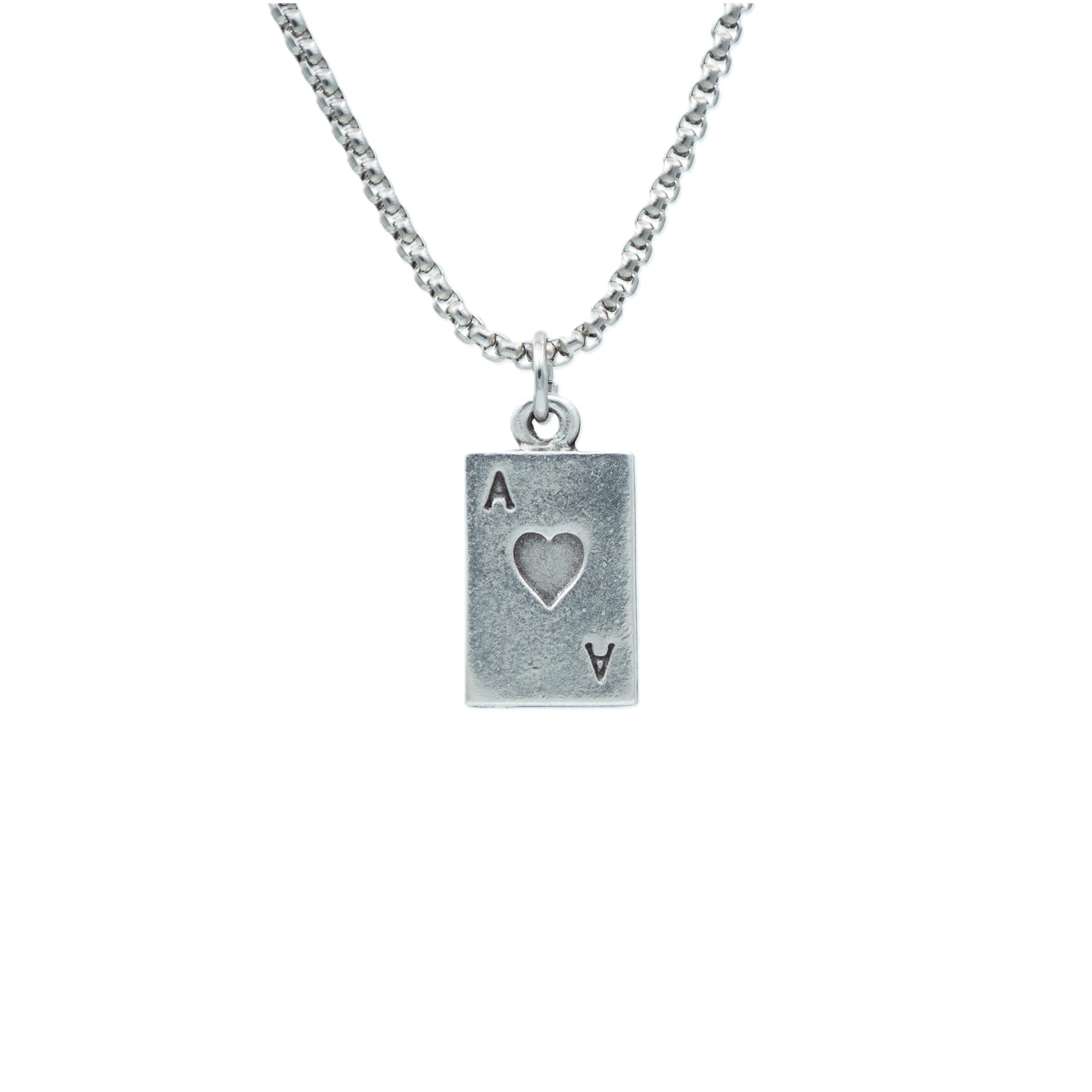 Minimal Kupa As Poker İskambil Kolye - Gümüş ( Silver ) Renk - 60 cm Örme Zincir Kolye