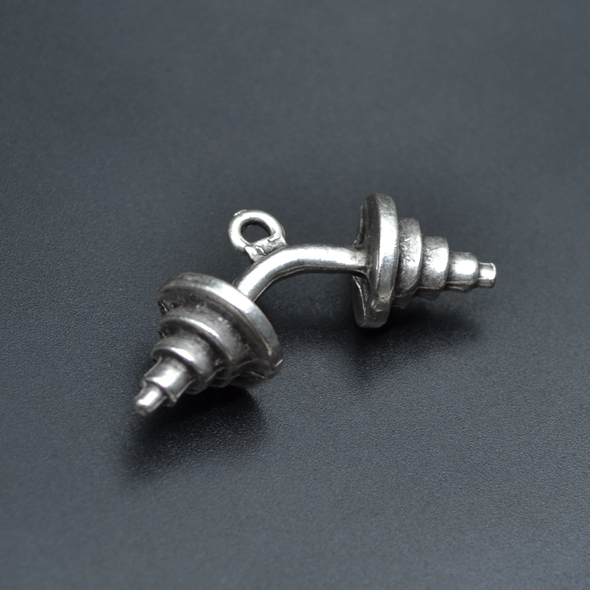 Sporcu Halter - Dambıl Kolye Ucu - Gümüş ( Silver ) Renk