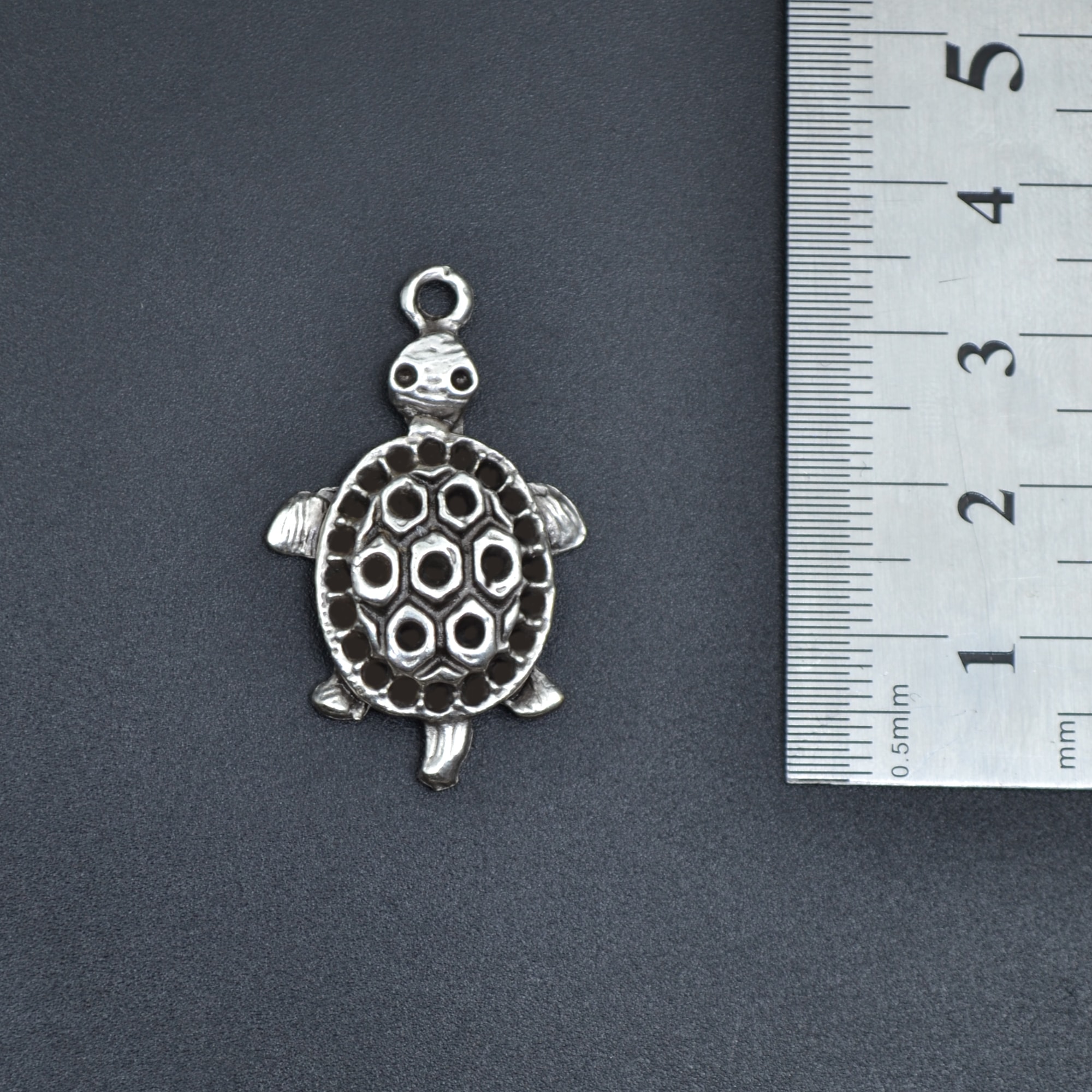 Kaplumbağ Kolye - Gümüş ( Silver ) Renk - 60 cm Düz Ezme Zincir Kolye