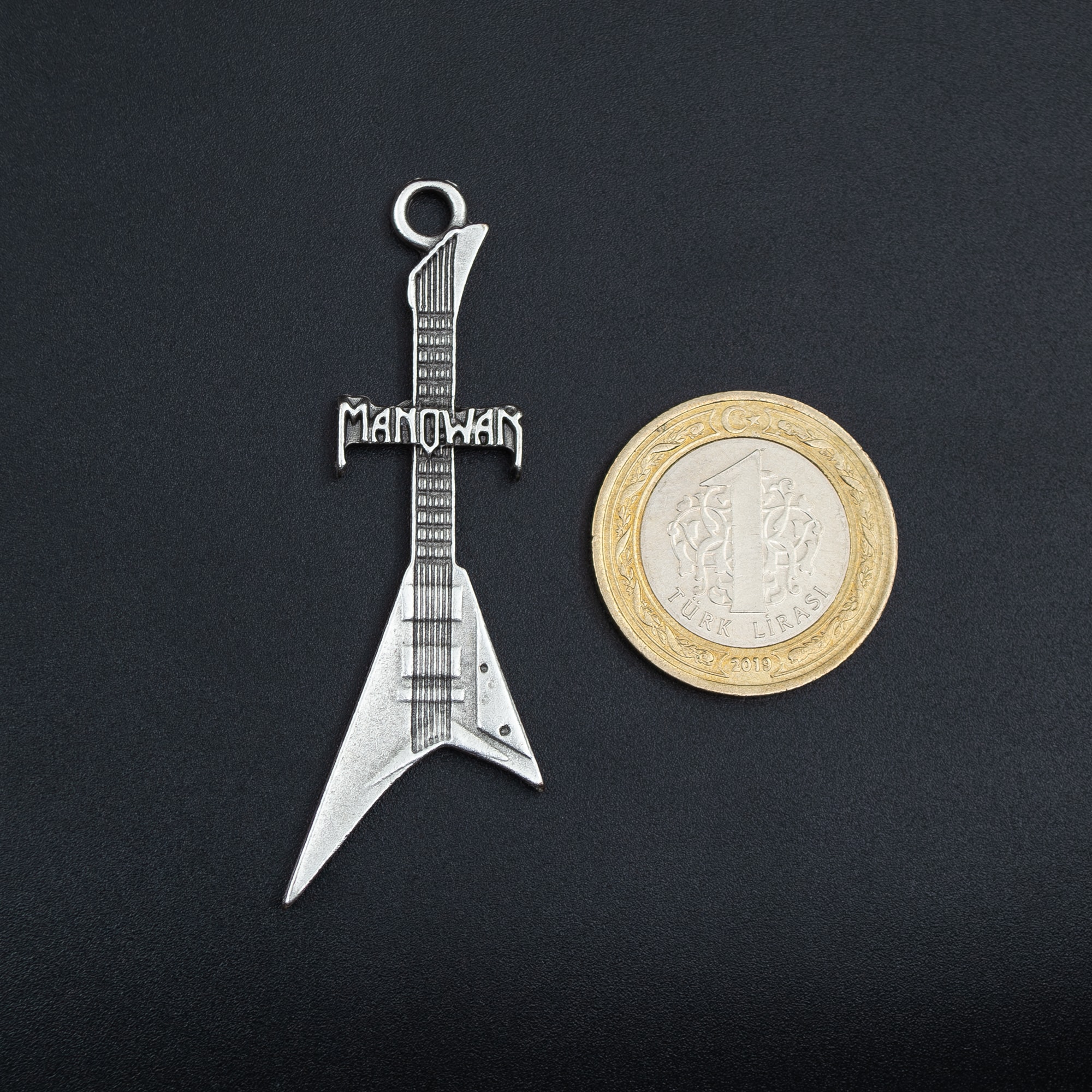 Manowar Elektro Gitar Kolye Ucu - Gümüş ( Silver ) Renk