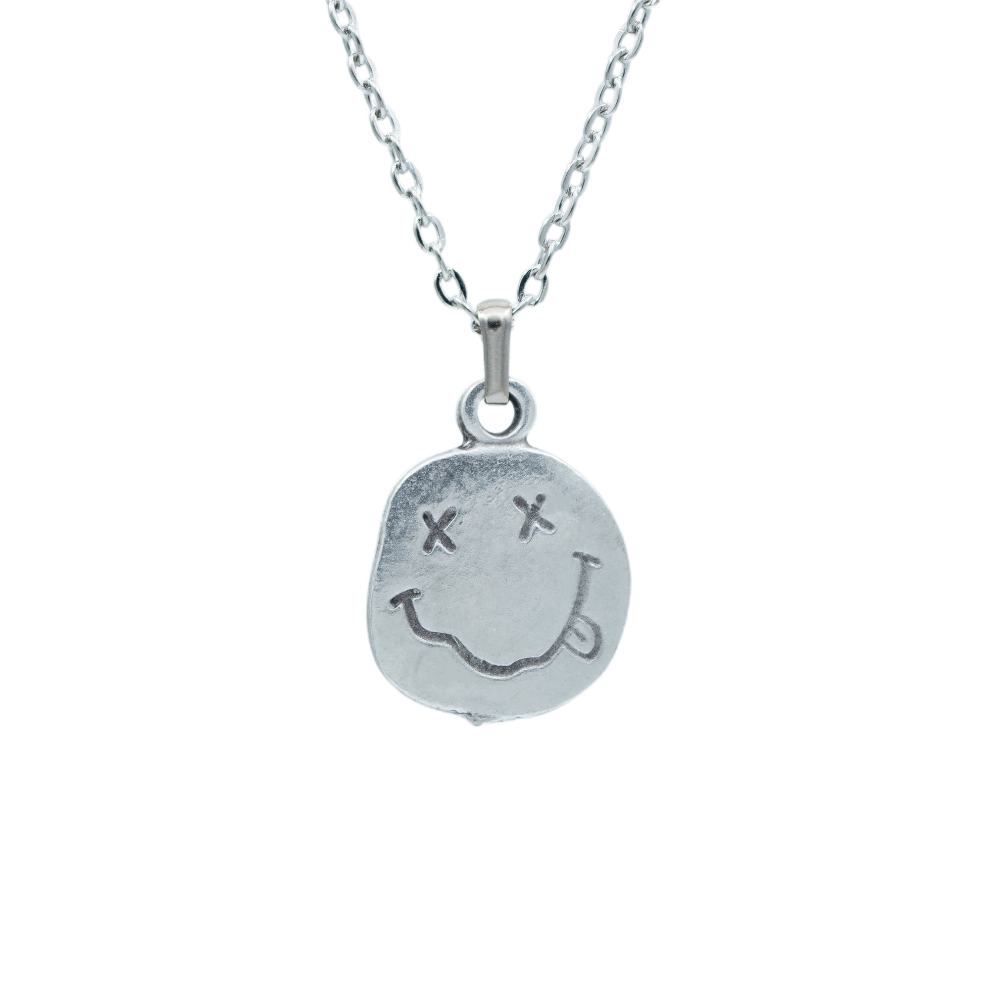 Nirvana - Smile Kolye - Gümüş ( Silver ) Renk - 60 cm Düz Ezme Zincir Kolye