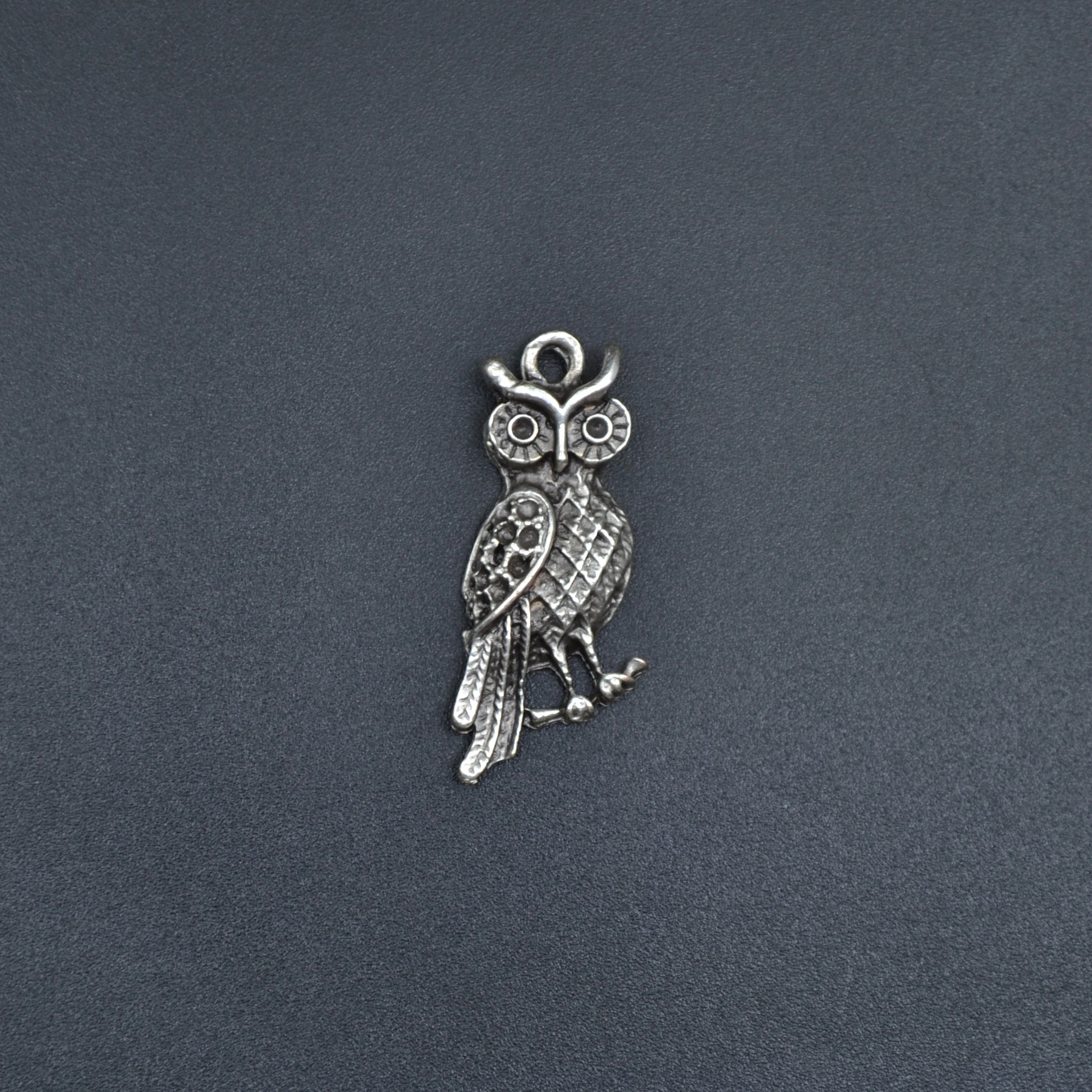 Minimal Baykuş Kolye - Gümüş ( Silver ) Renk - 60 cm Düz Ezme Zincir Kolye