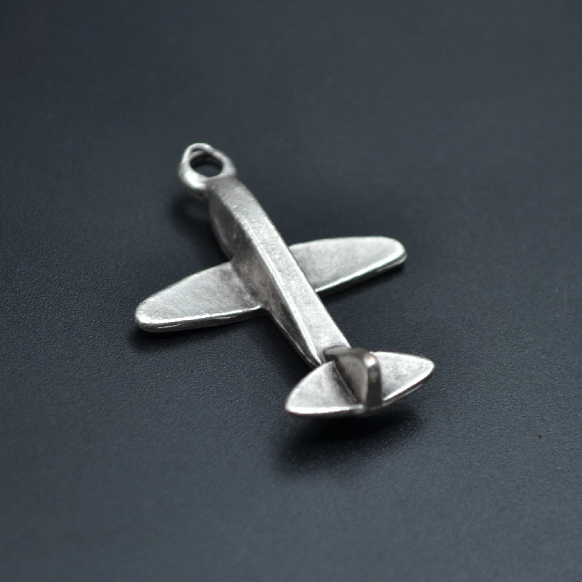 Minimal Uçak Kolye - Gümüş ( Silver ) Renk - 60 cm Deri İp Kolye