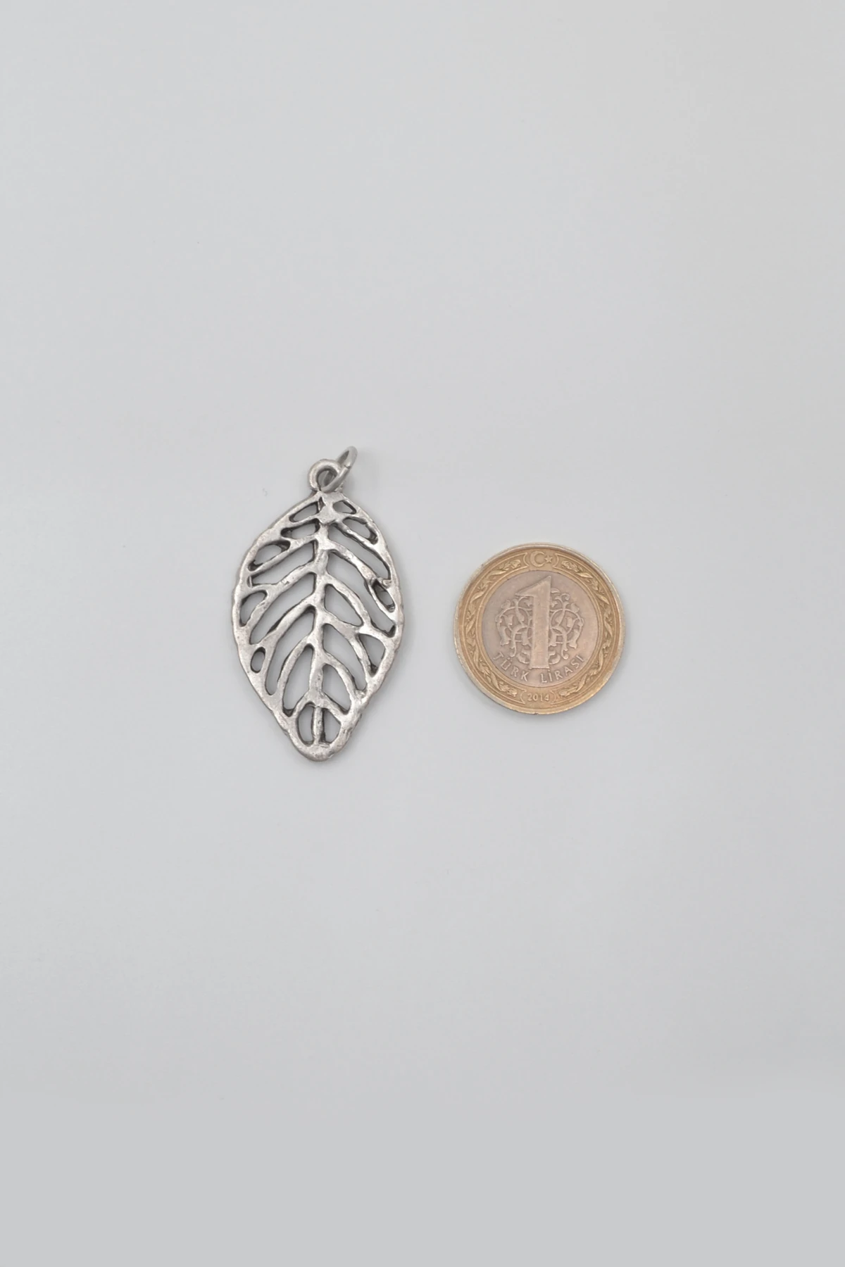 Yaprak Örme Zincir Kolye - Antik Gümüş Kaplama - Kadın Erkek - 60 cm