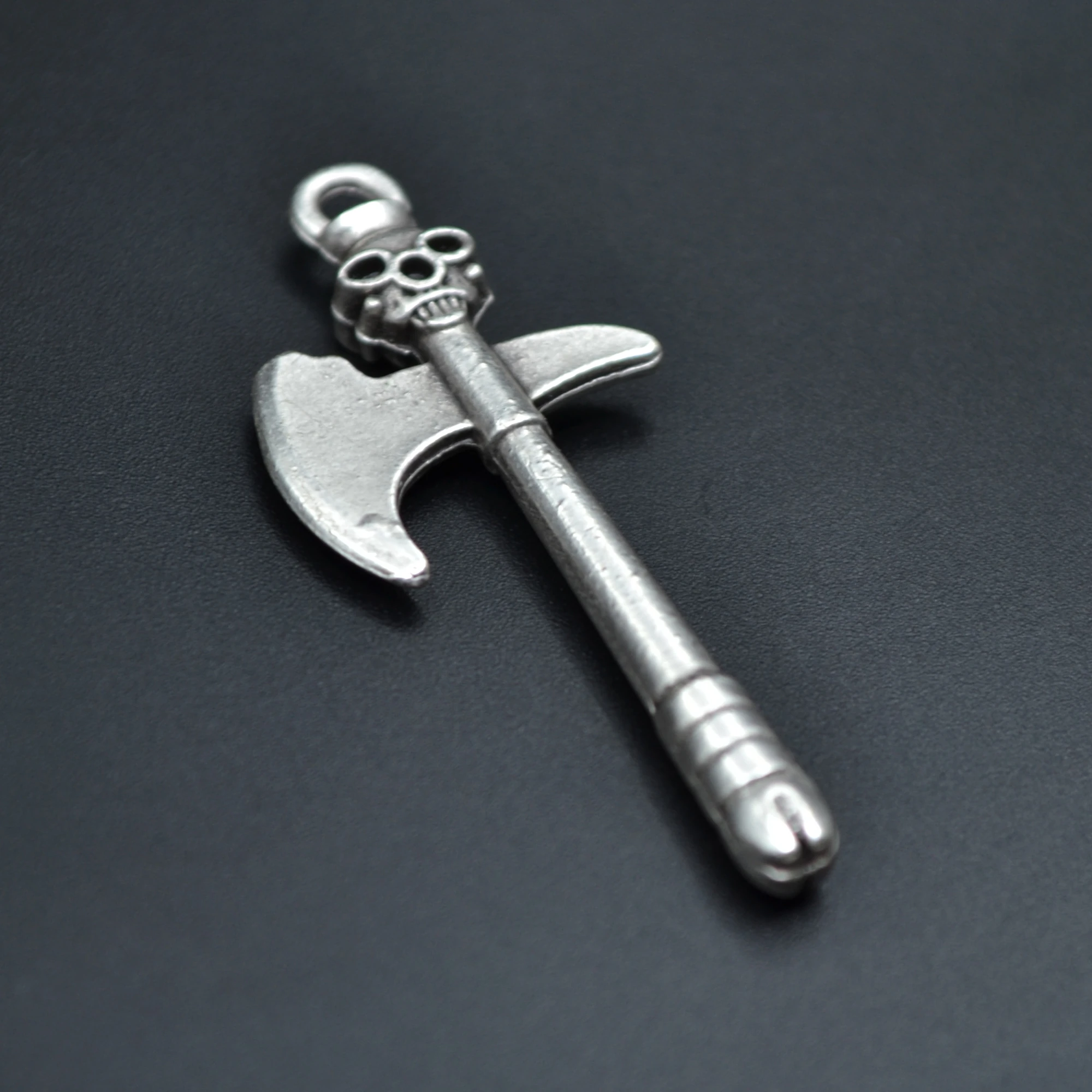 Kuru Kafa Savaş Baltası Kolye - Gümüş ( Silver ) Renk - 60 cm Örme Zincir Kolye