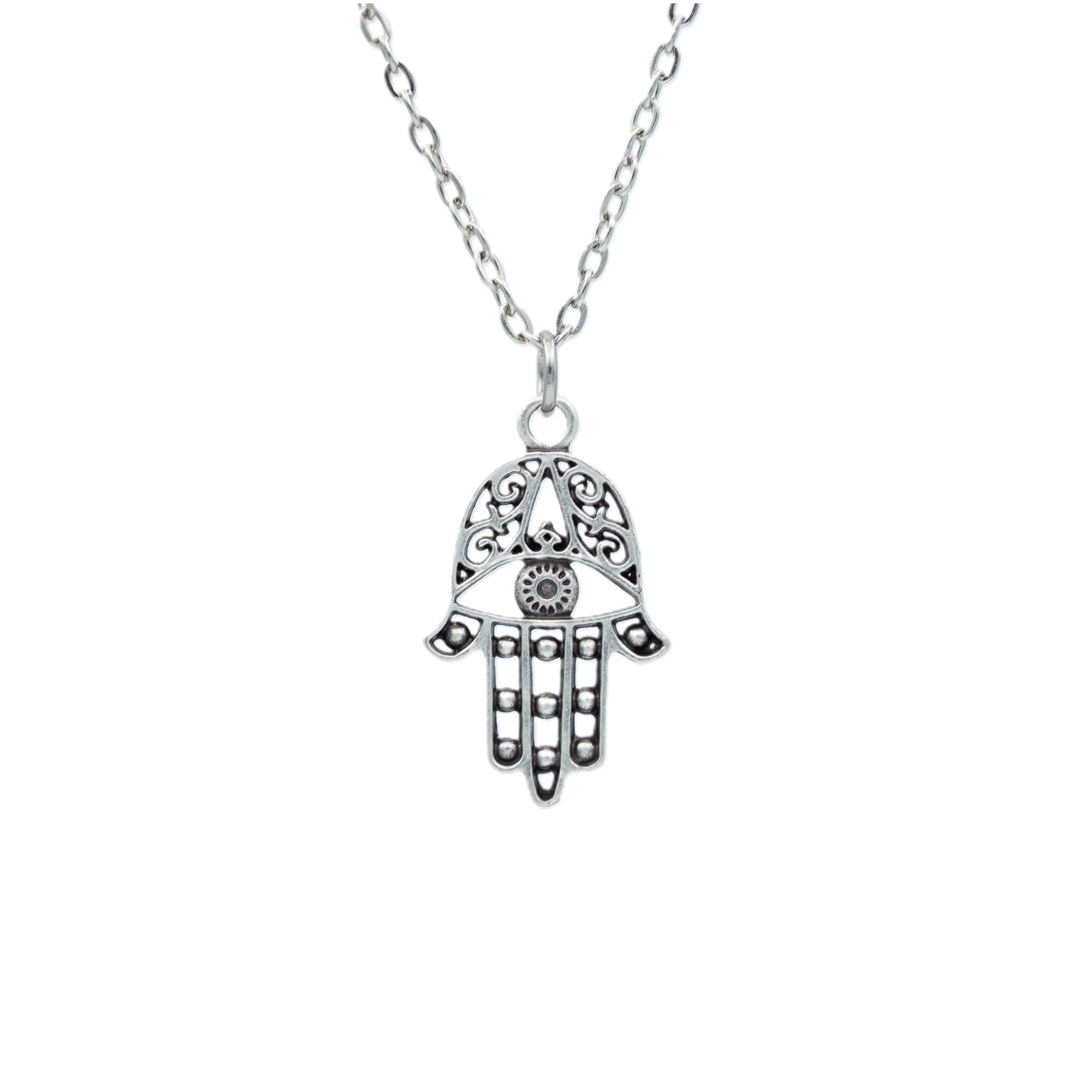 Fatma Ana Eli Kolye - Gümüş ( Silver ) Renk - 60 cm Düz Ezme Zincir Kolye