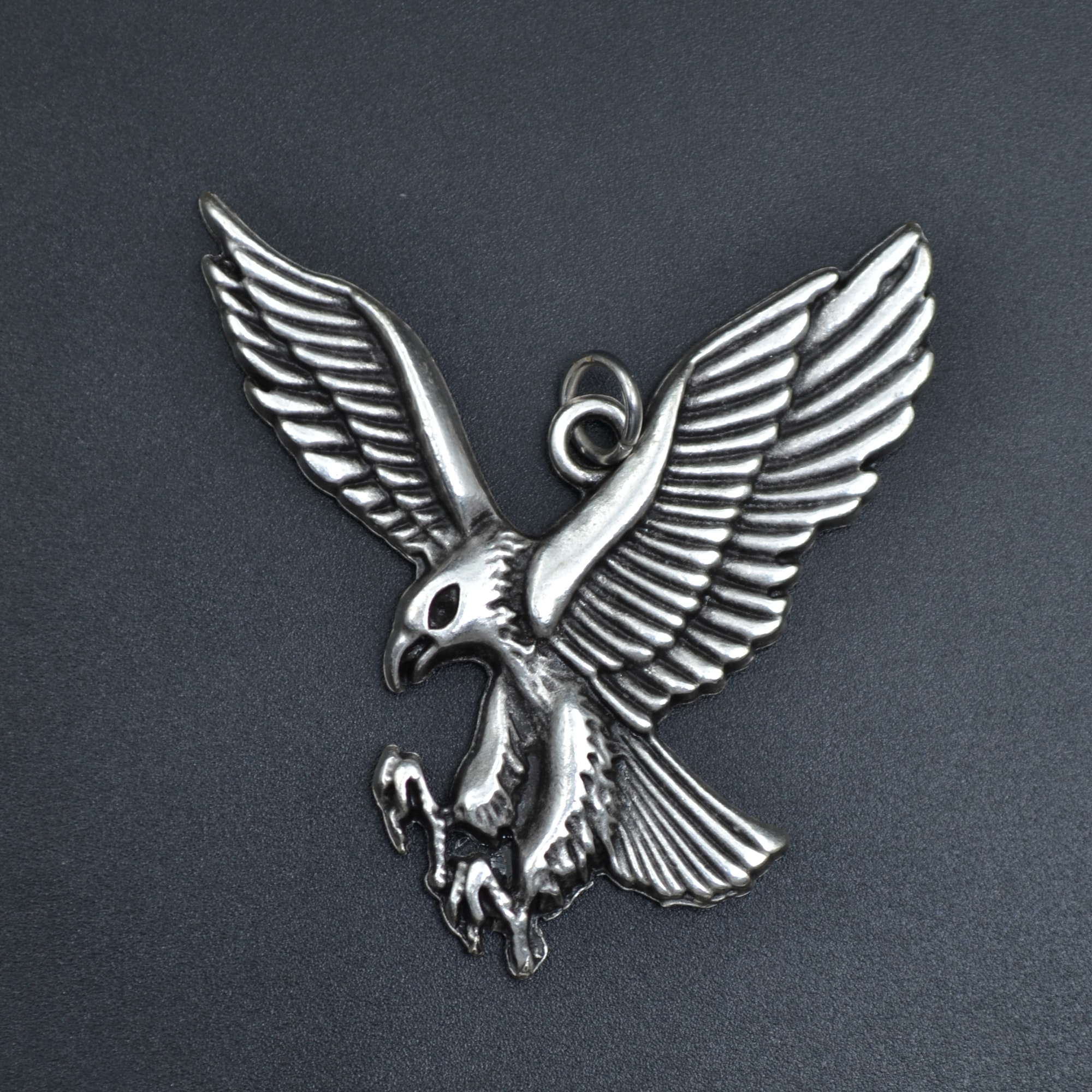 Kartal Kolye - Gümüş ( Silver ) Renk - 60 cm Deri İp Kolye