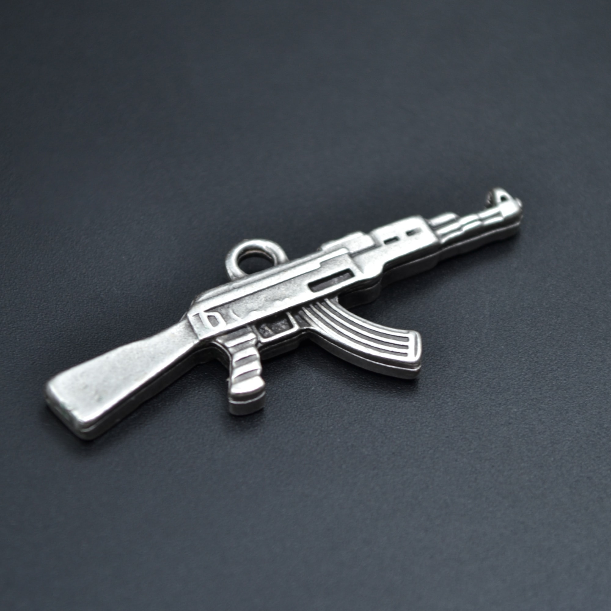 Pubg Keleş Ak-47 Kalaşnikof Kolye - Gümüş ( Silver ) Renk - 60 cm Örme Zincir Kolye