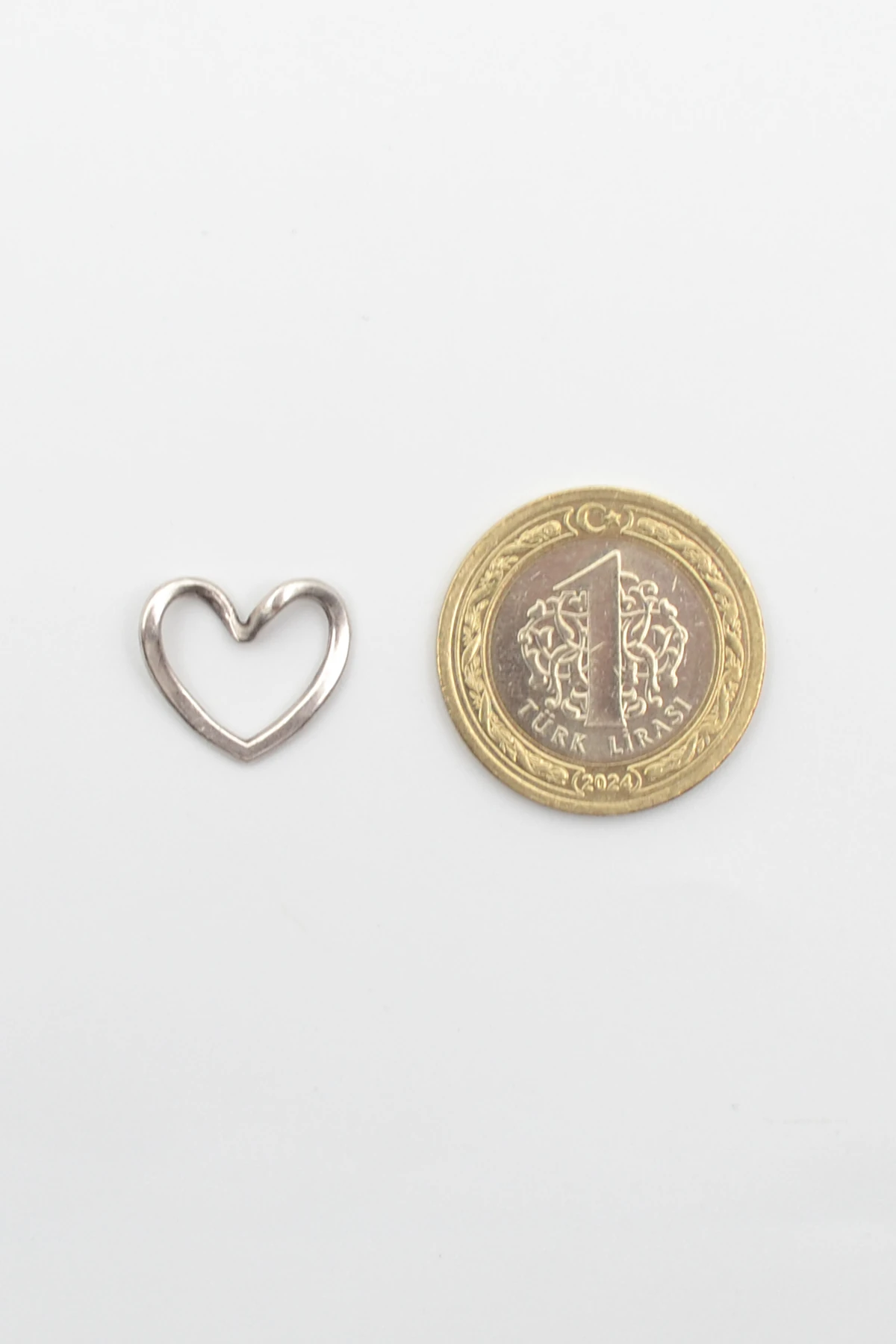 Minimalist Kalp Kolye - Gümüş ( Silver ) Renk - 60 cm Deri İp Kolye