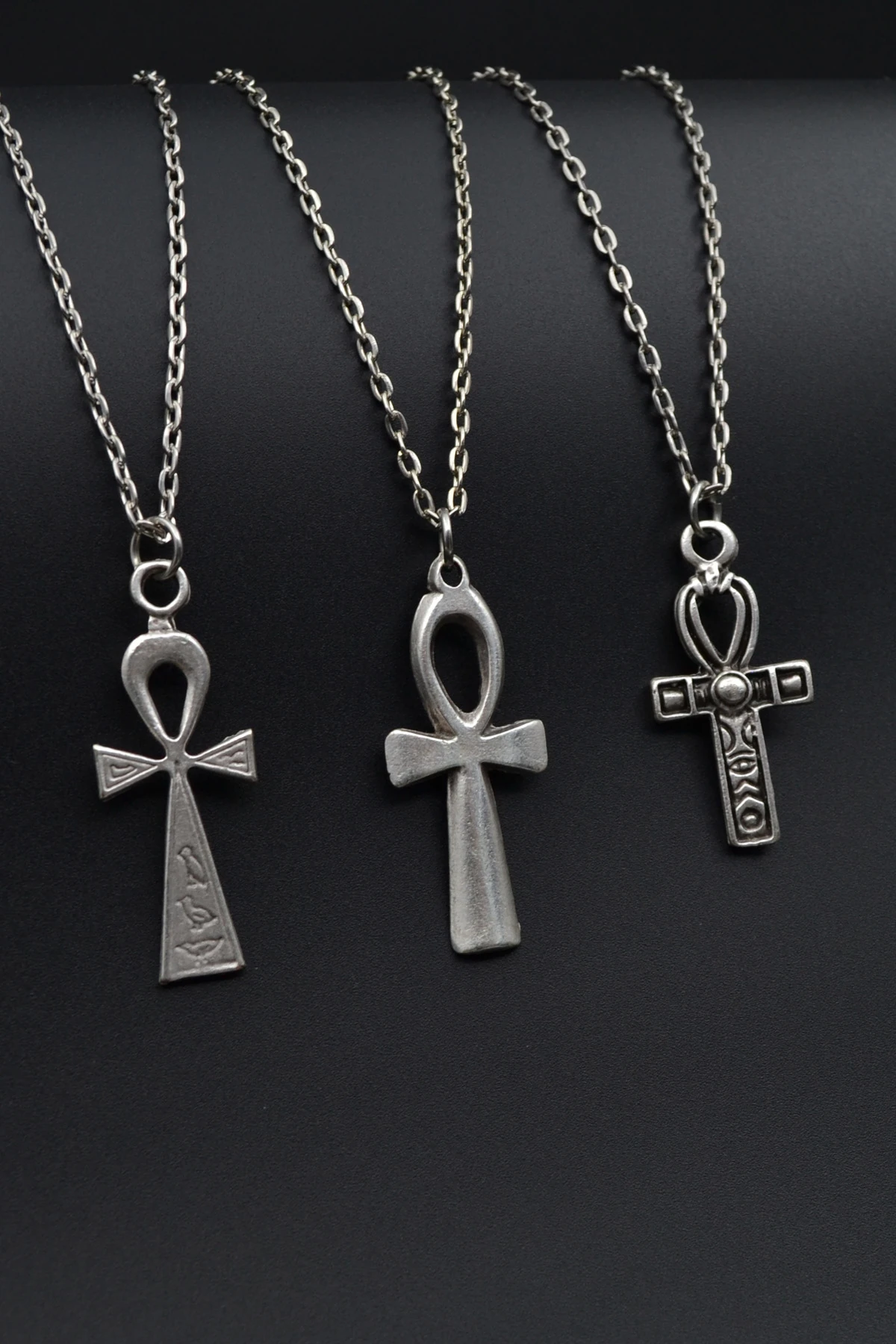 3'lü Ankh Sembolü - Nil'in Anahtarı Erkek Kadın Kolye Seti