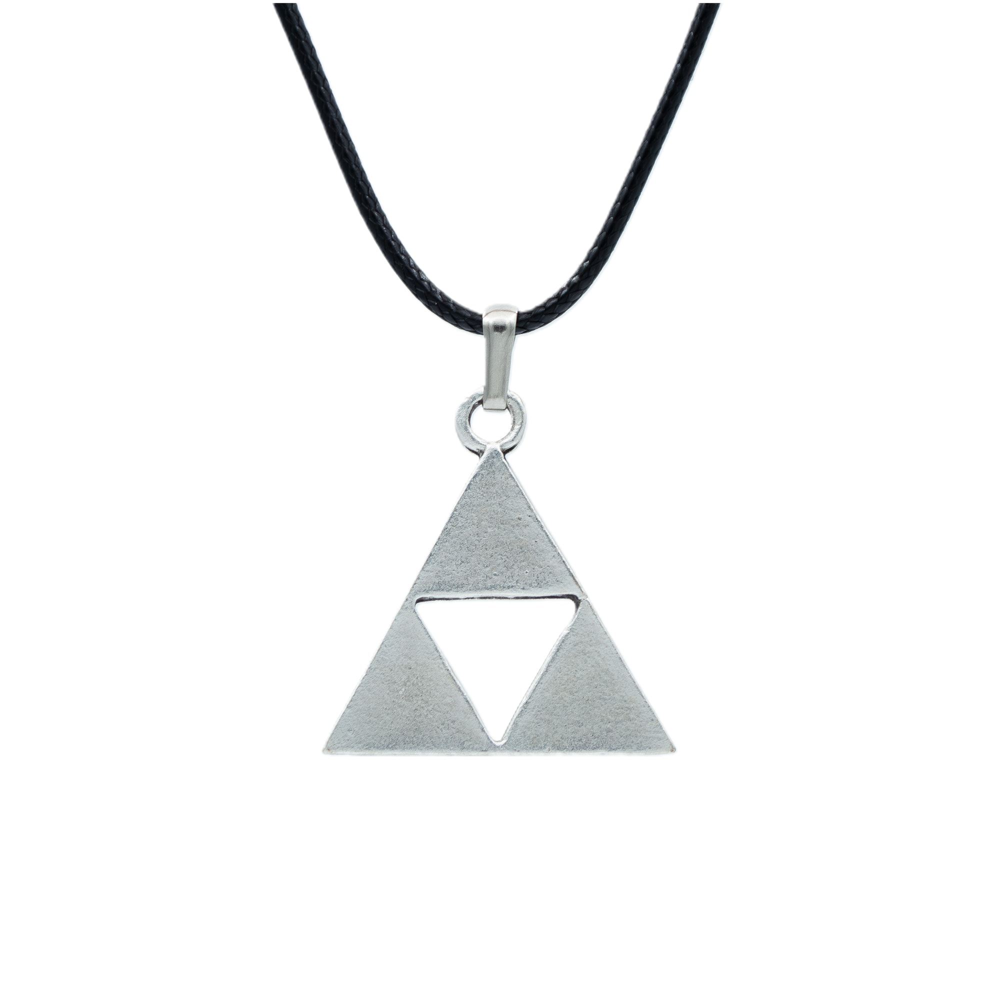 The Legend Of Zelda - Üçgen Kolye - Gümüş ( Silver ) Renk - 60 cm Deri İp Kolye