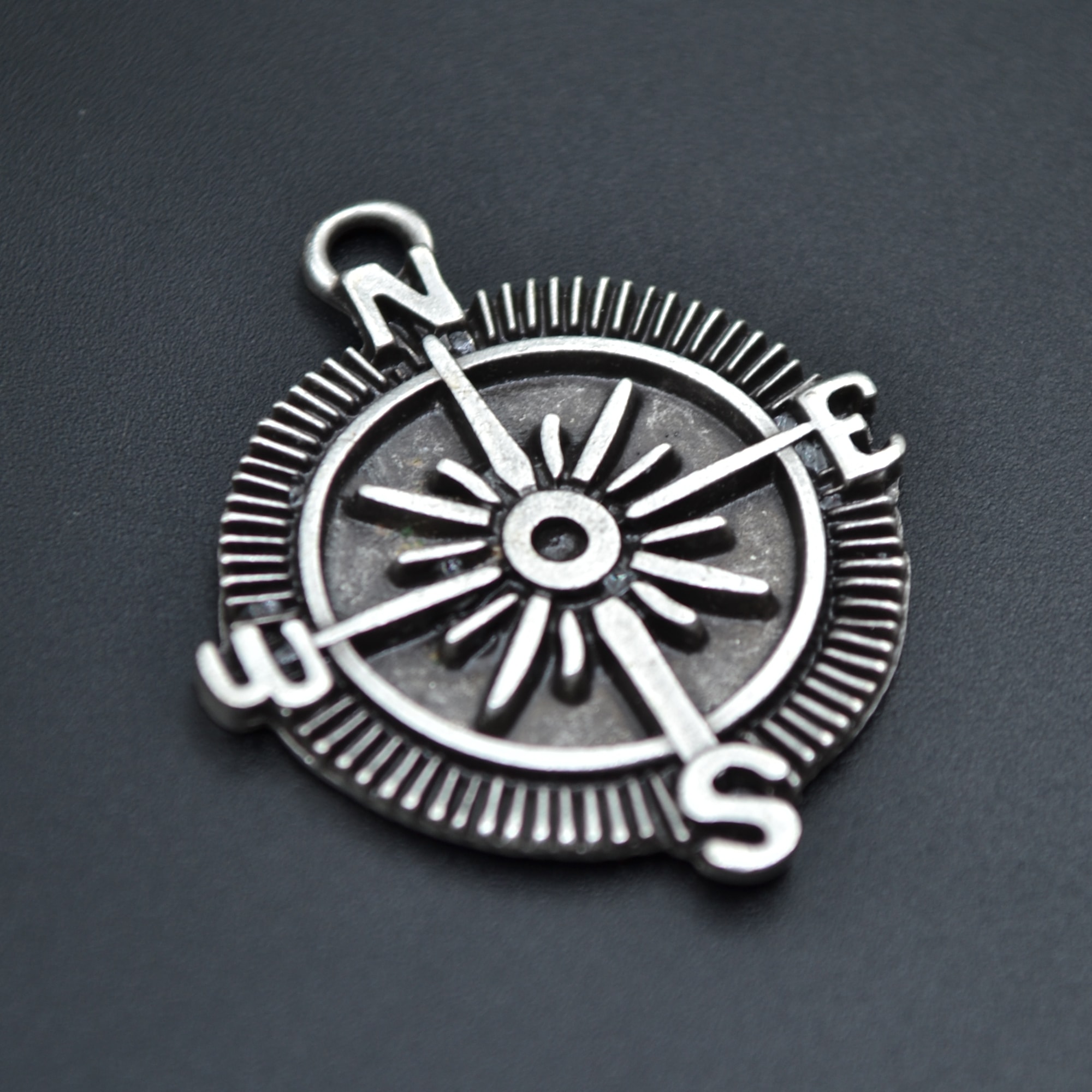 Pusula Kolye - Gümüş ( Silver ) Renk - 60 cm Düz Ezme Zincir Kolye