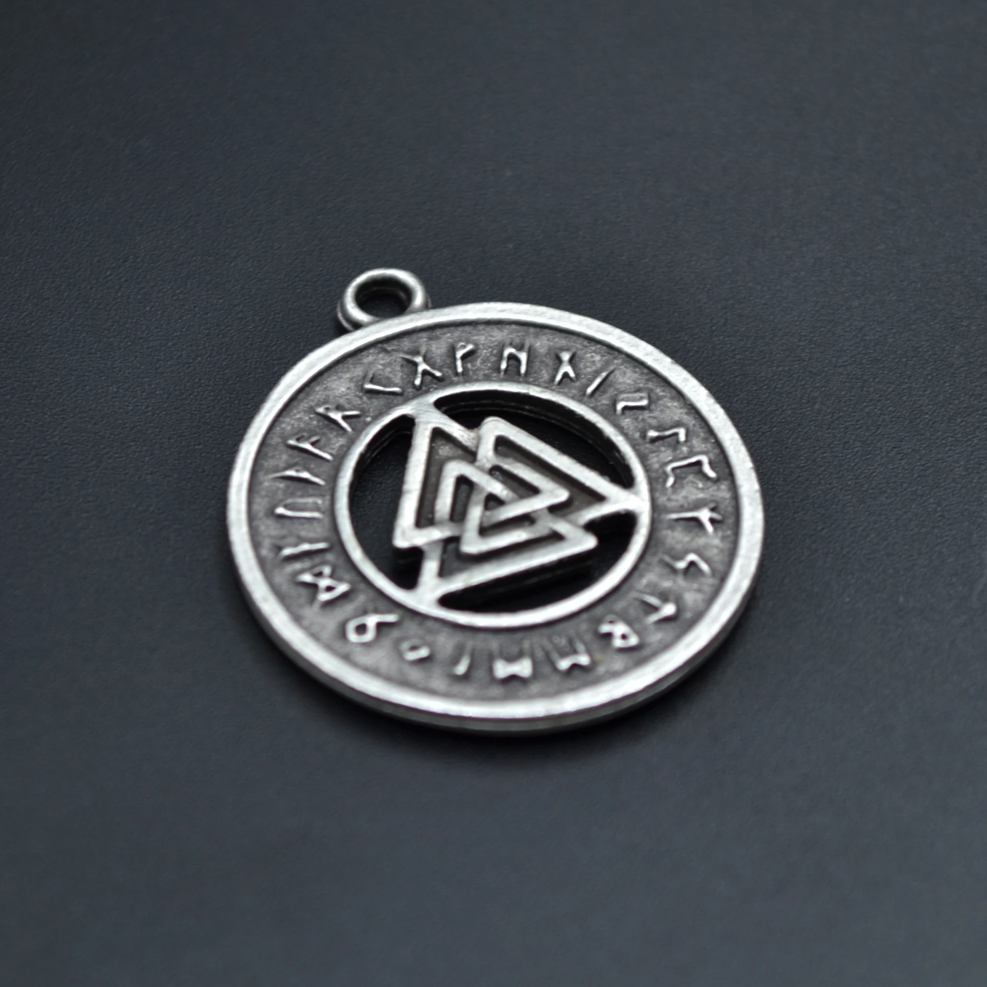 Viking Pusula Run Sembollü Kolye - Gümüş ( Silver ) Renk - 60 cm Örme Zincir Kolye