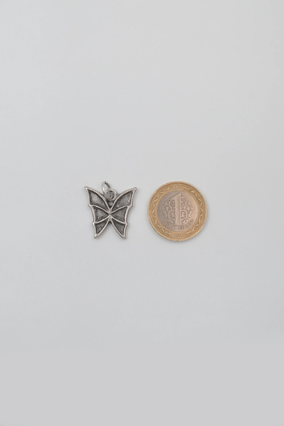 Kelebek Örme Zincir Kolye - Antik Gümüş Kaplama - Kadın Erkek - 60 cm