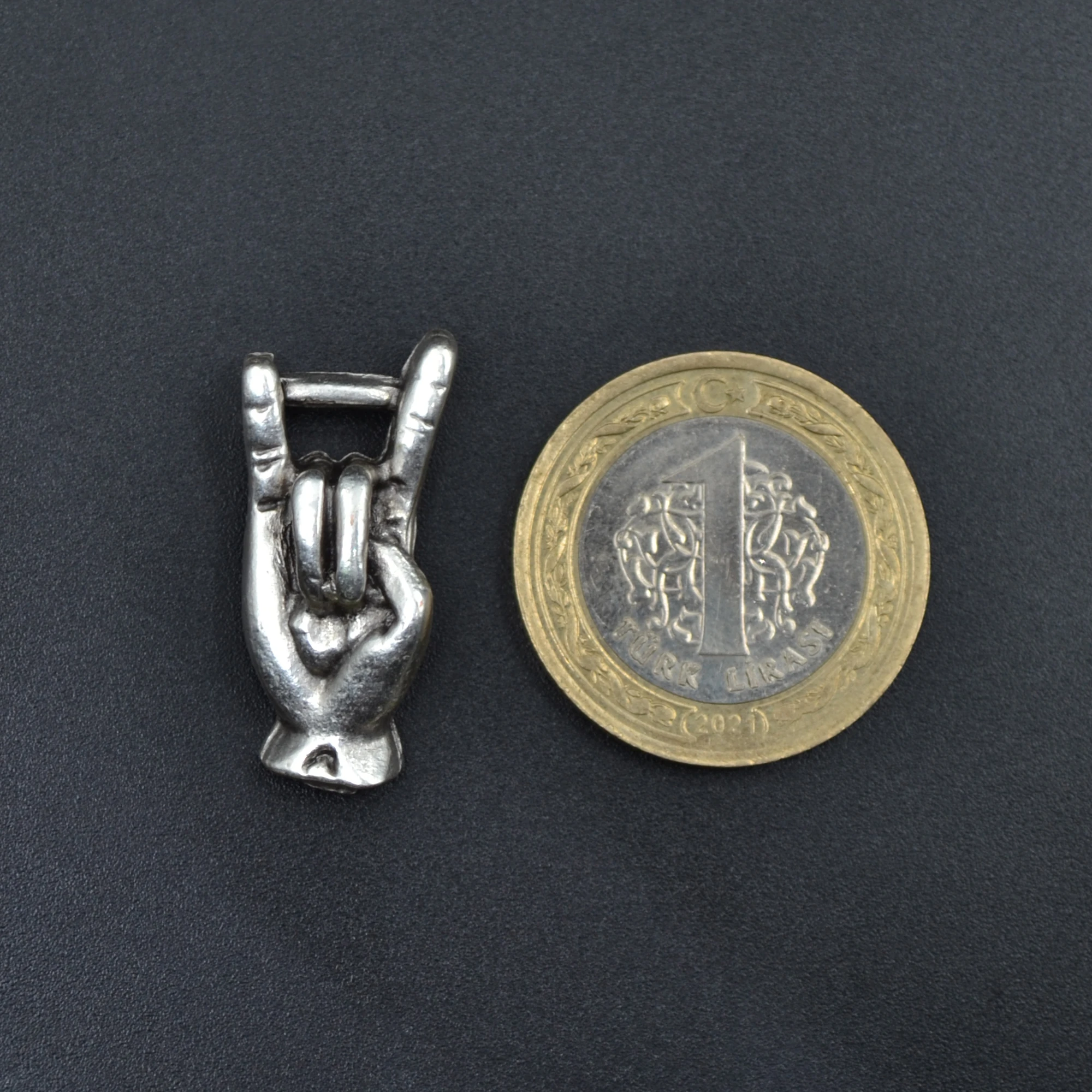 Şeytan Boynuzları - Devil Horns Kolye - Gümüş ( Silver ) Renk - 60 cm Örme Zincir Kolye