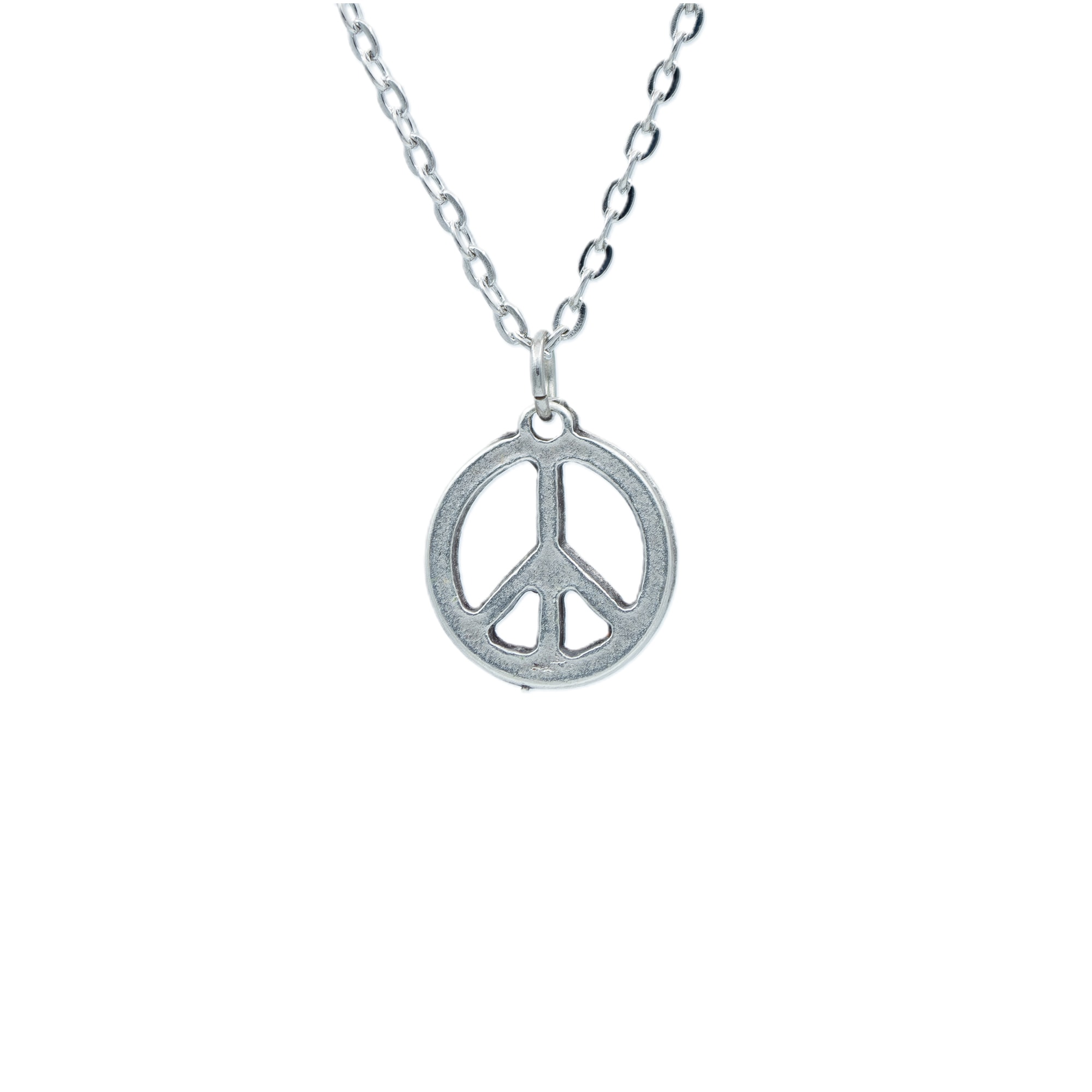 Minimal Peace Barış Sembolü Kolye - Gümüş ( Silver ) Renk - 60 cm Düz Ezme Zincir Kolye