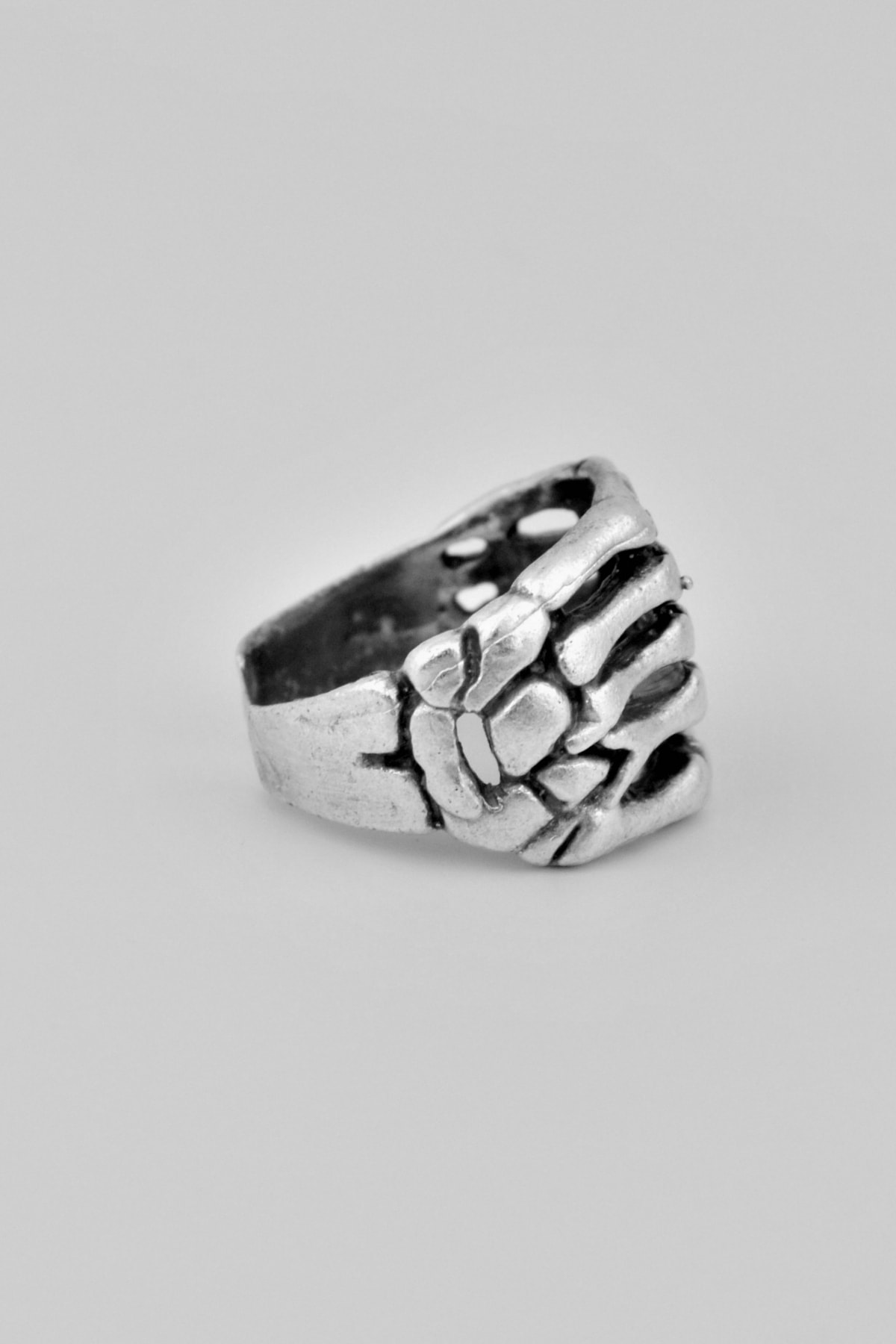 İskelet El Gümüş Kaplama Ayarlamalı Kadın Erkek Yüzük