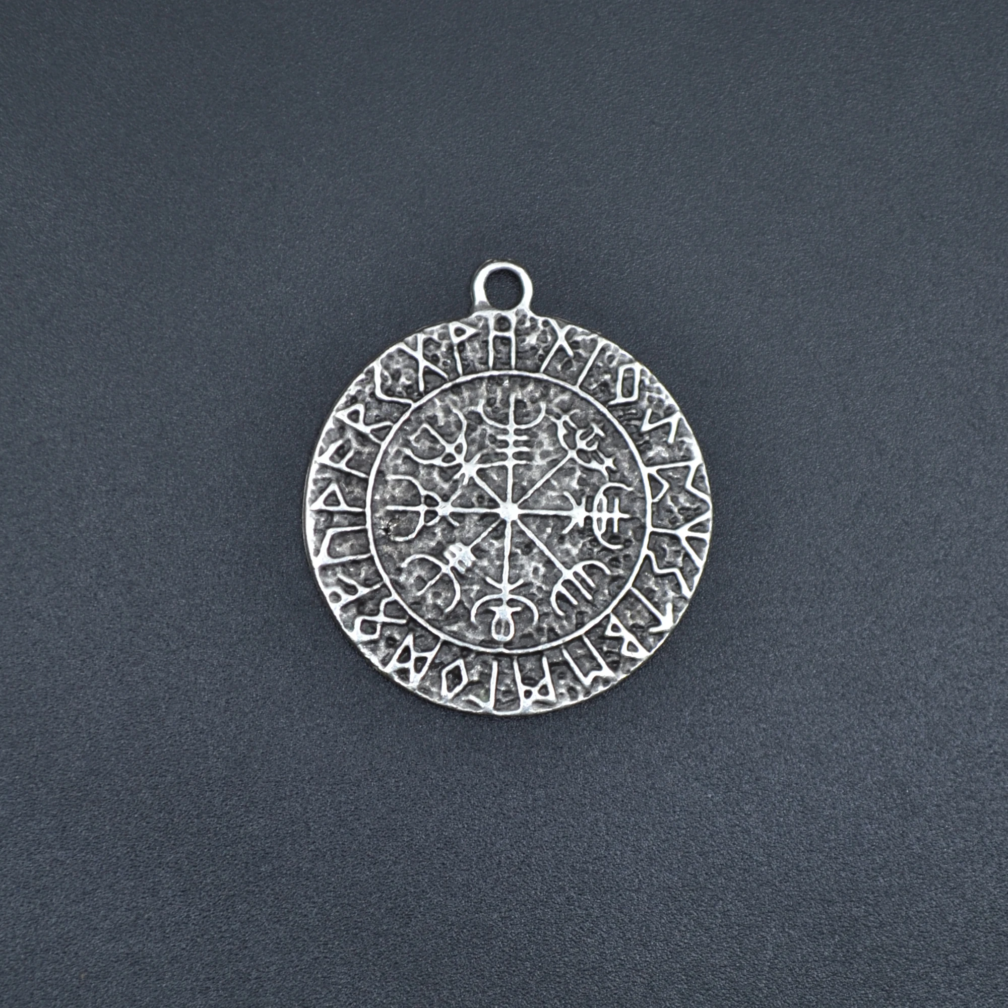 Vegvisir Viking Pusula Kolye Ucu - Gümüş ( Silver ) Renk