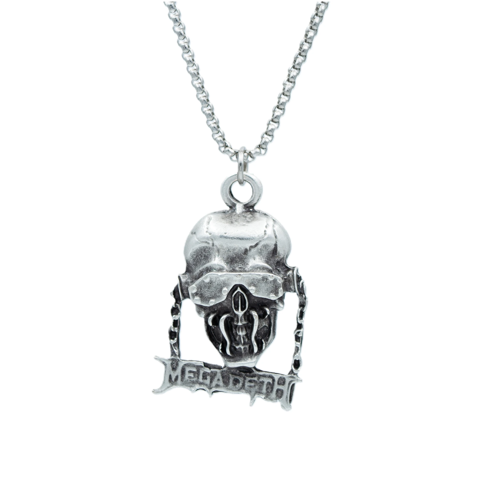 Megadeth Kolye - Gümüş ( Silver ) Renk - 60 cm Örme Zincir Kolye