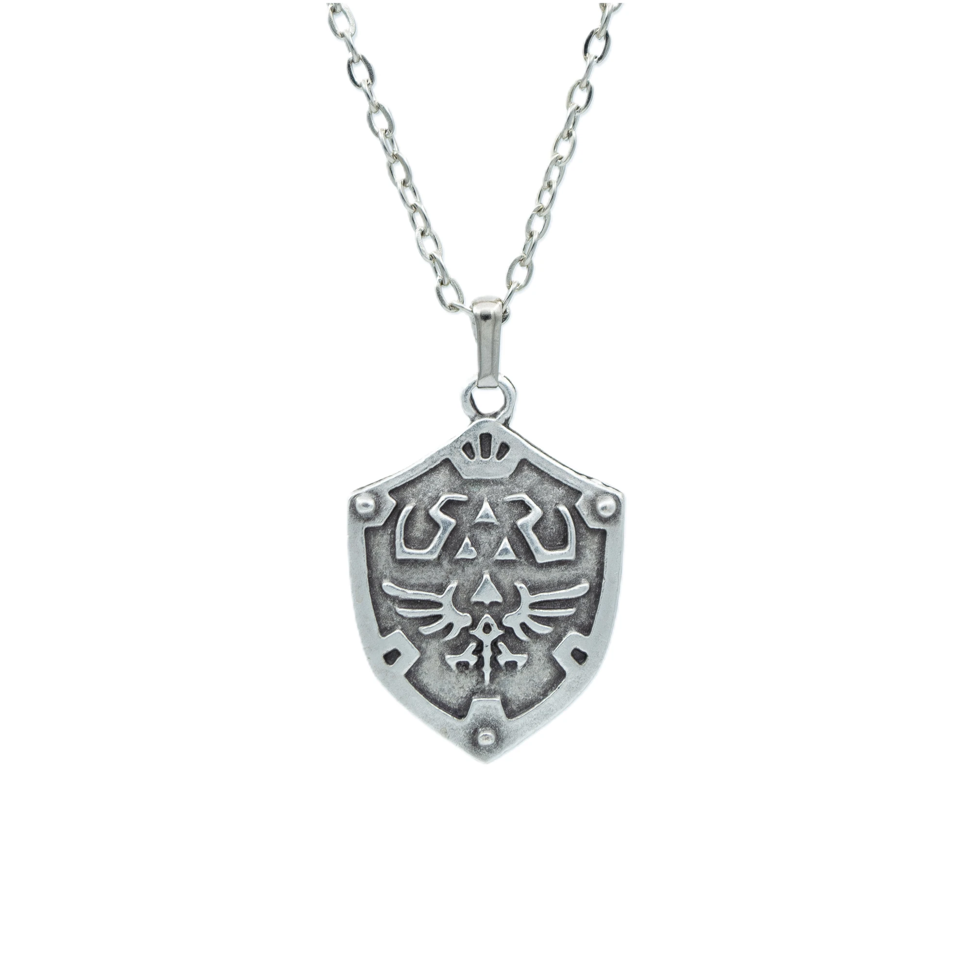 The Legend Of Zelda Kalkan Kolye - Gümüş ( Silver ) Renk - 60 cm Düz Ezme Zincir Kolye
