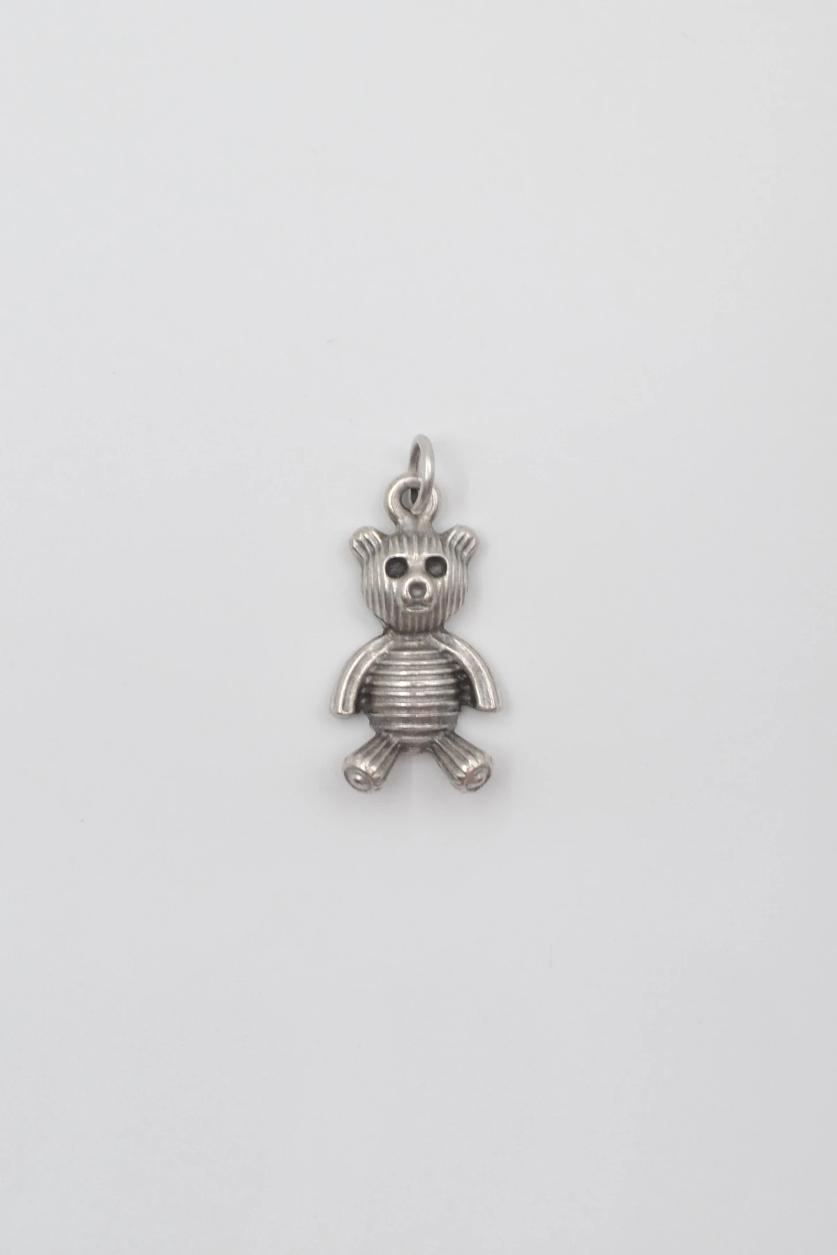 Oyuncak Ayıcık Siyah Deri İp Kolye - Antik Gümüş Kaplama - Kadın Erkek - 60 cm