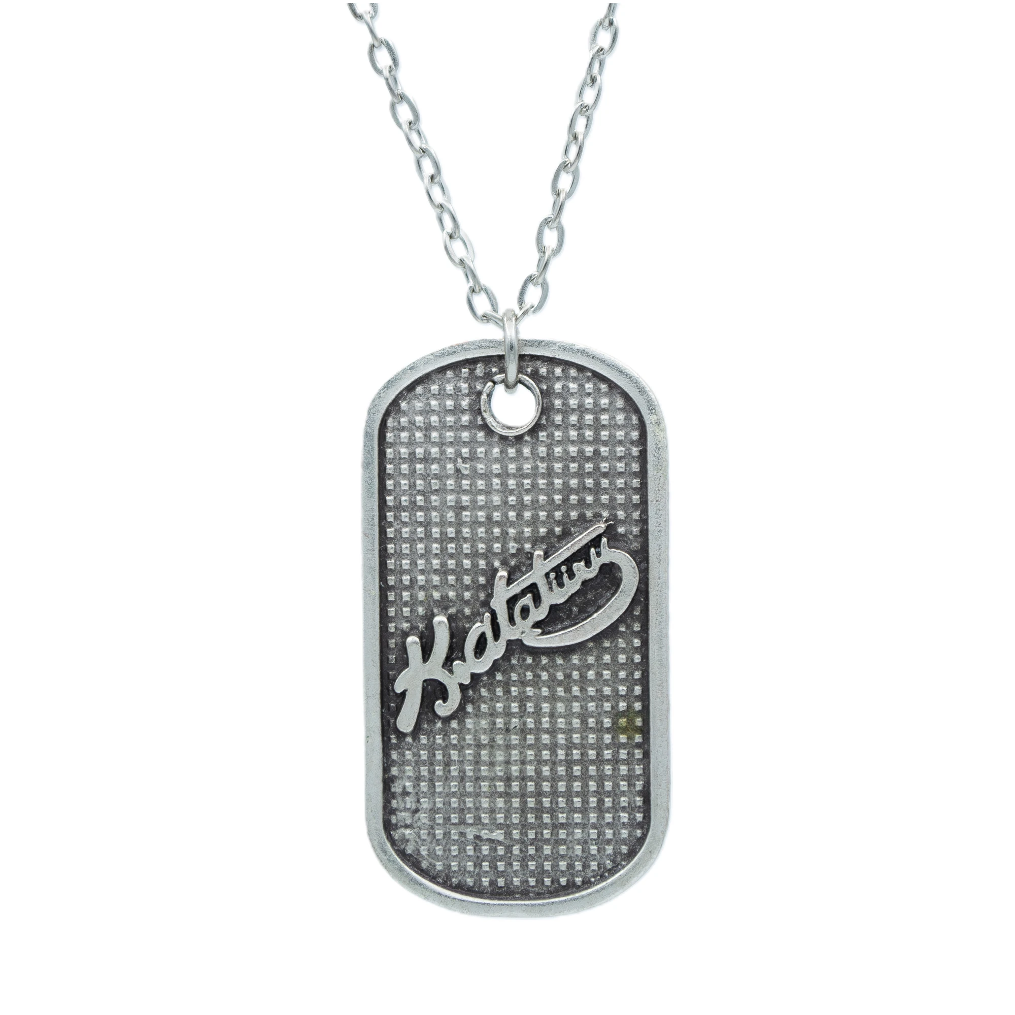 Kemal Atatürk İmzalı Künye Kolye - Gümüş ( Silver ) Renk - 60 cm Düz Ezme Zincir Kolye