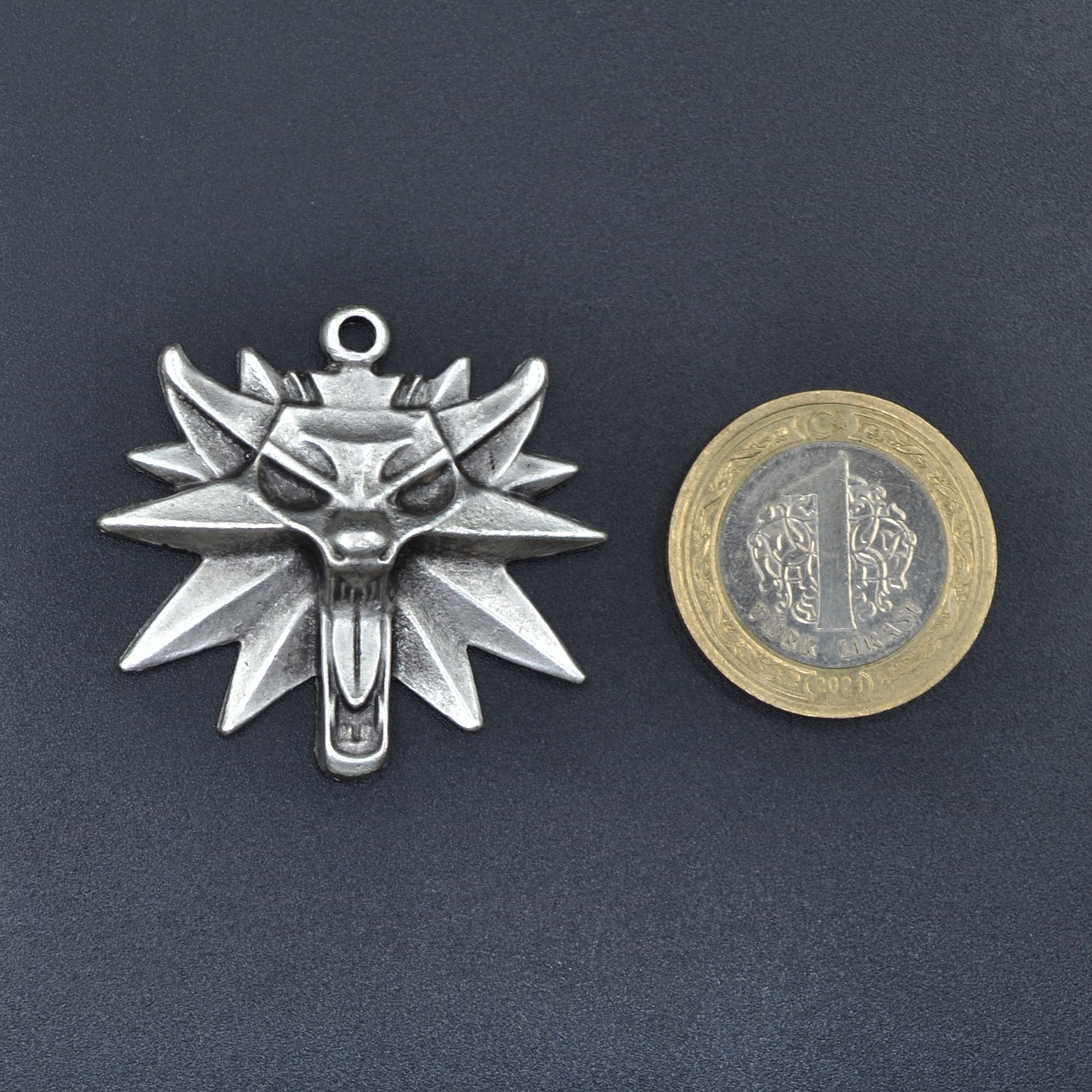 The Witcher 3 Boyutlu Kolye - Gümüş ( Silver ) Renk - 60 cm Düz Ezme Zincir Kolye