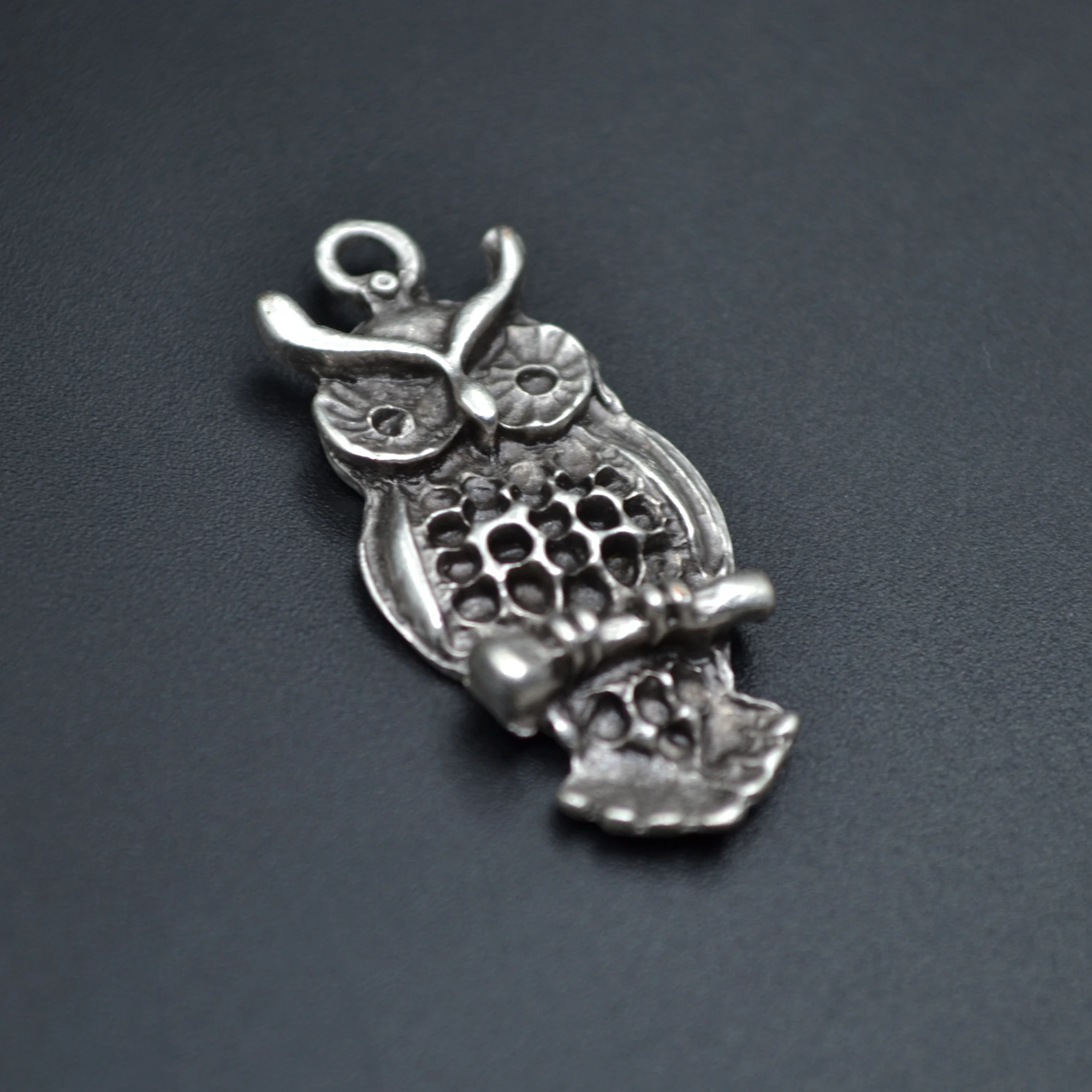 Minimal Baykuş Kolye Ucu - Gümüş ( Silver ) Renk