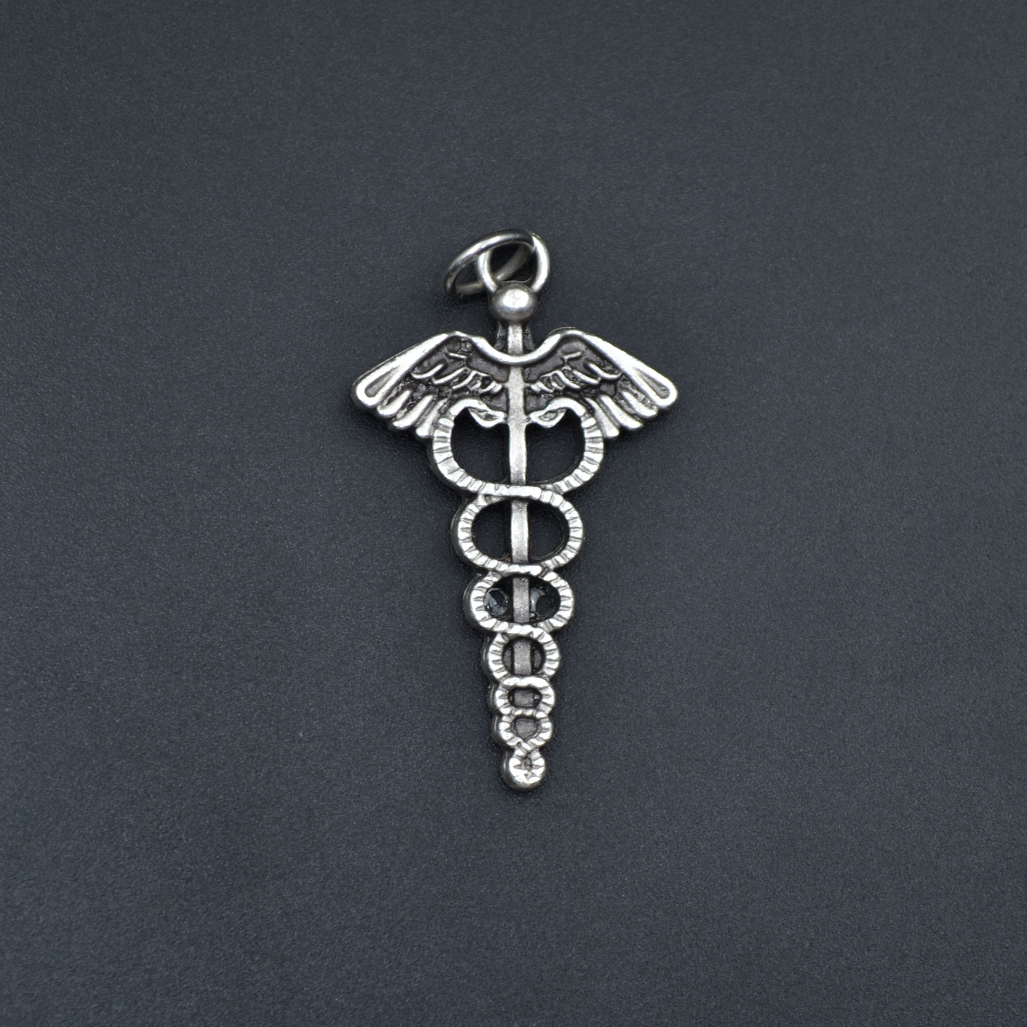 Tıp Sembolü Kadüse Kolye Ucu - Gümüş ( Silver ) Renk