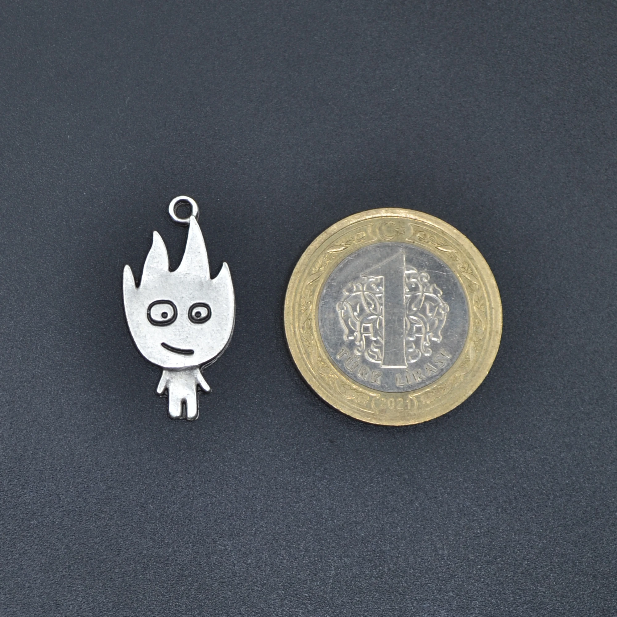 Minimal Ateş Kolye Ucu - Gümüş ( Silver ) Renk