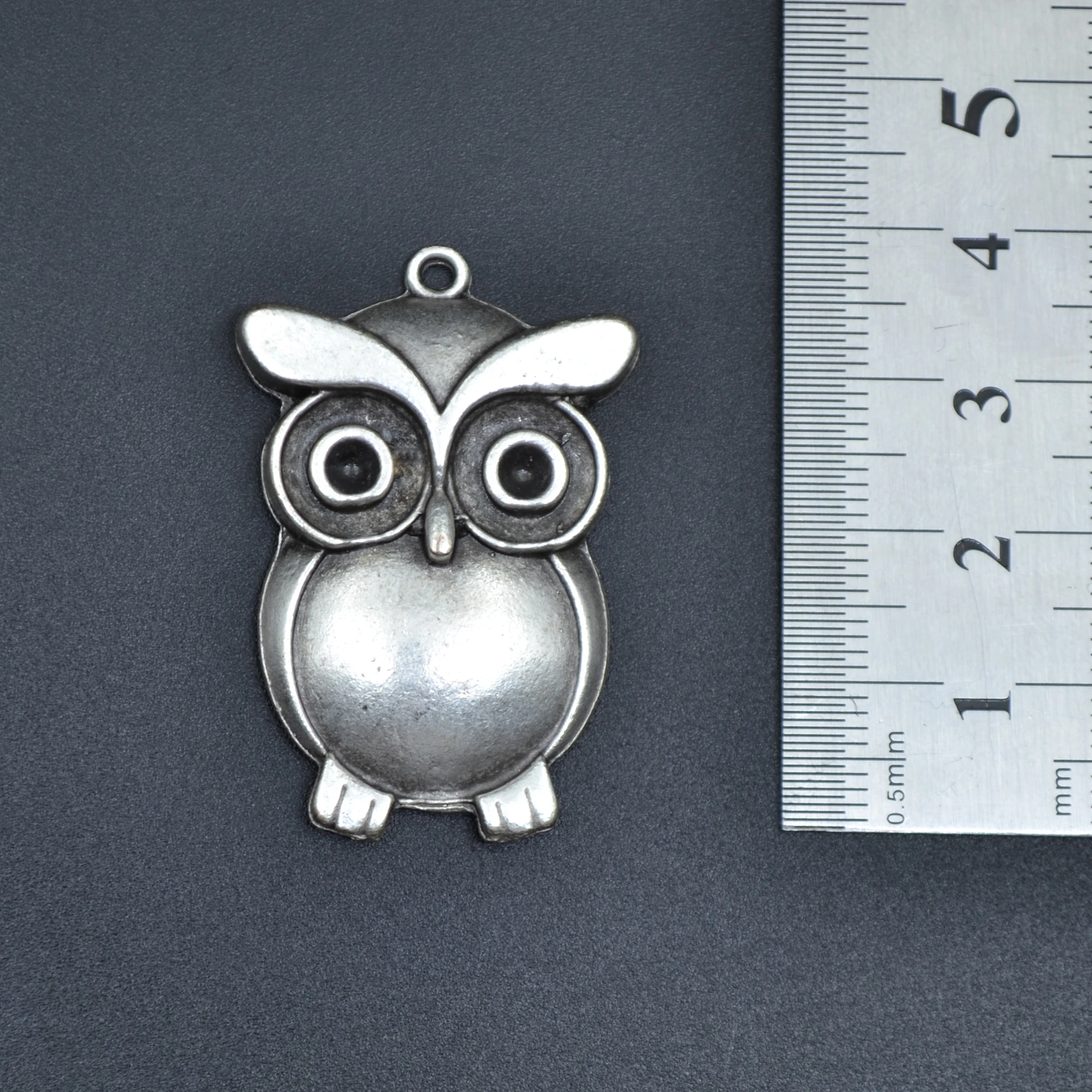 Baykuş Kolye - Gümüş ( Silver ) Renk - 60 cm Deri İp Kolye