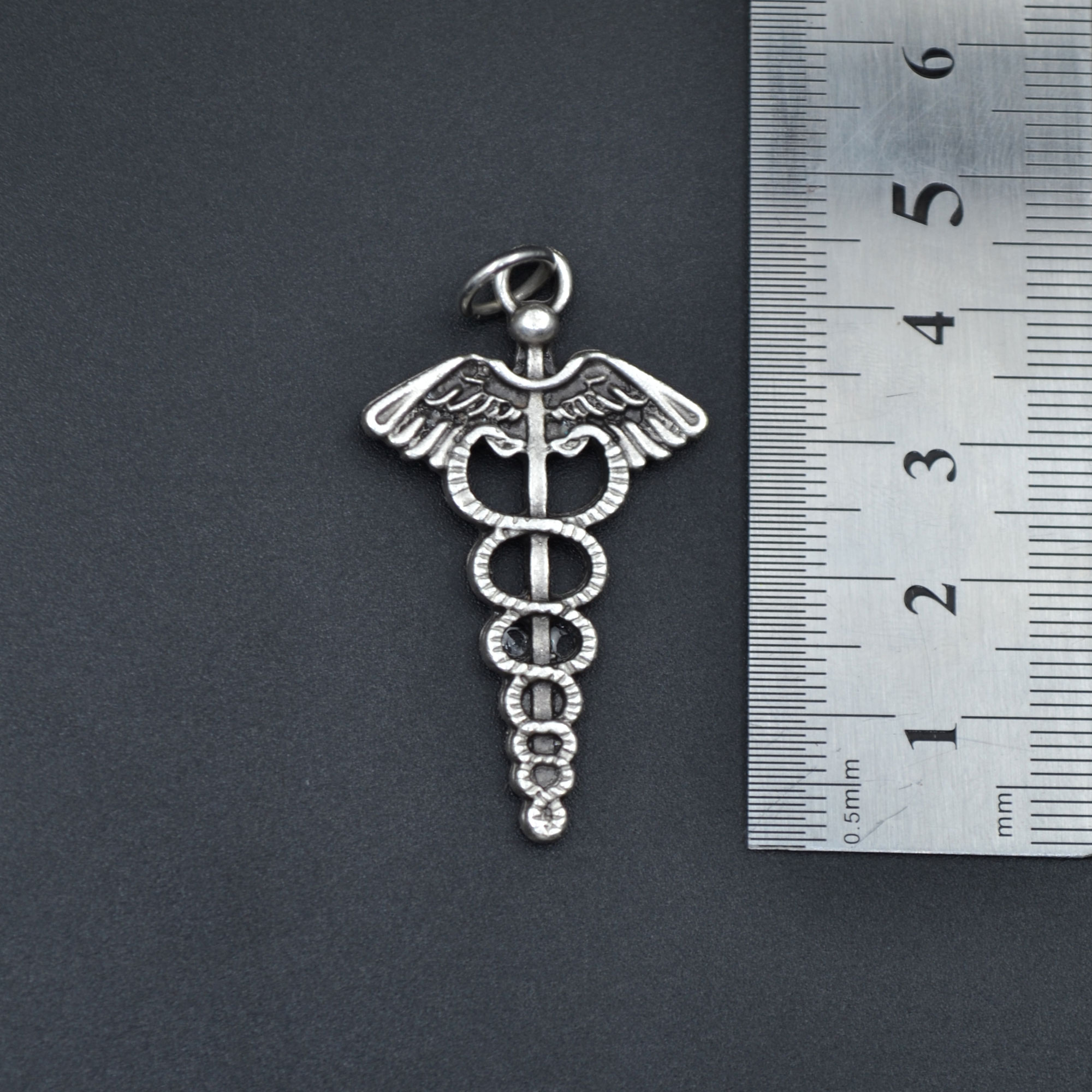 Tıp Sembolü Kadüse Kolye Ucu - Gümüş ( Silver ) Renk