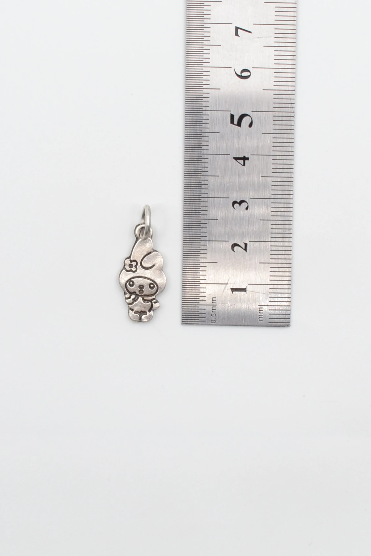 Anime Sanrio My Melody Kolye - Gümüş ( Silver ) Renk - 60 cm Deri İp Kolye