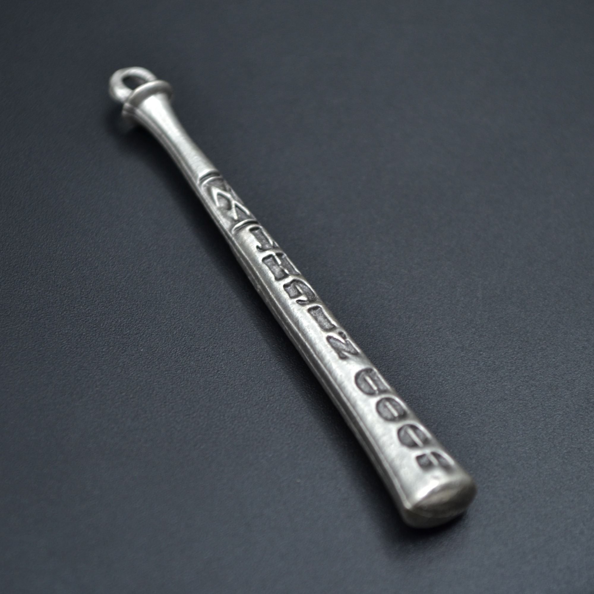Beyzbol Sopası Kolye - Gümüş ( Silver ) Renk - 60 cm Deri İp Kolye