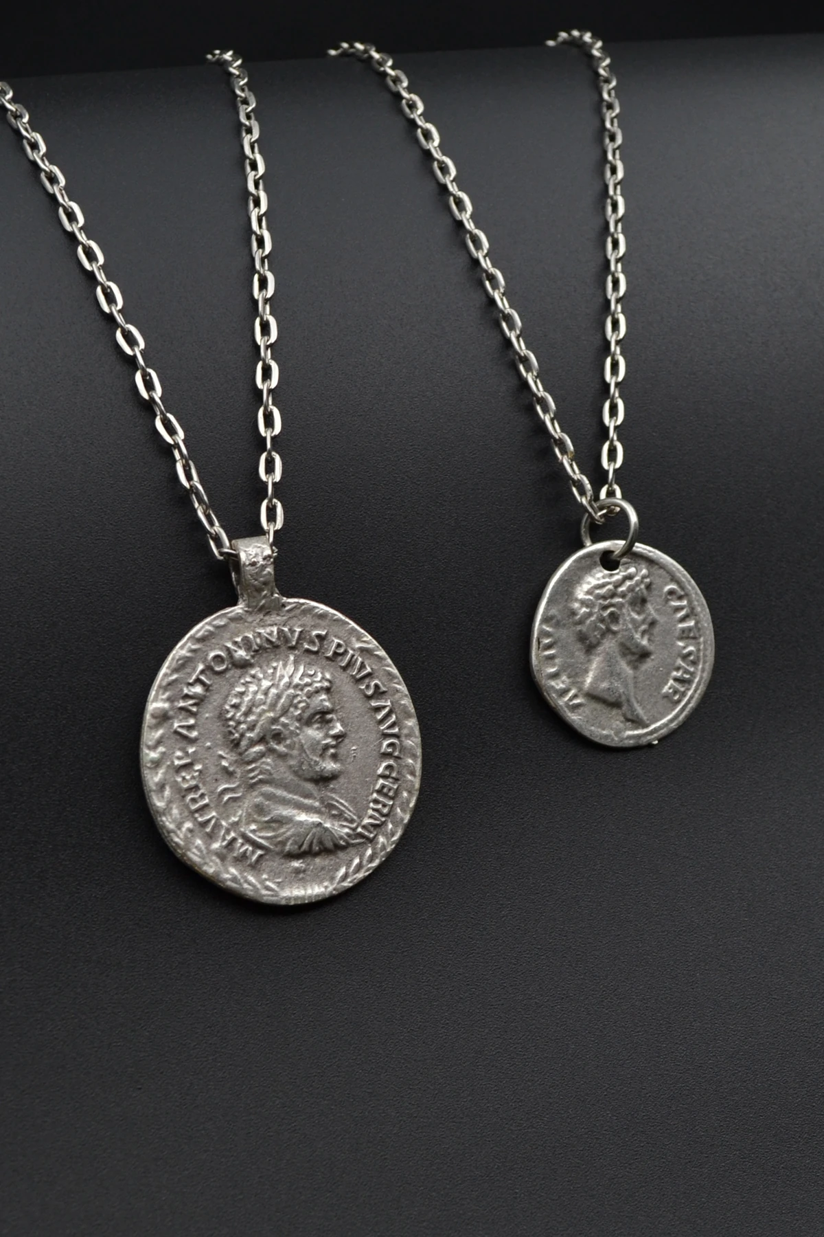 2’li Antik Roma Sikkesi Madalyon Ve Sezar Sikke Erkek Kadın Kolye Seti