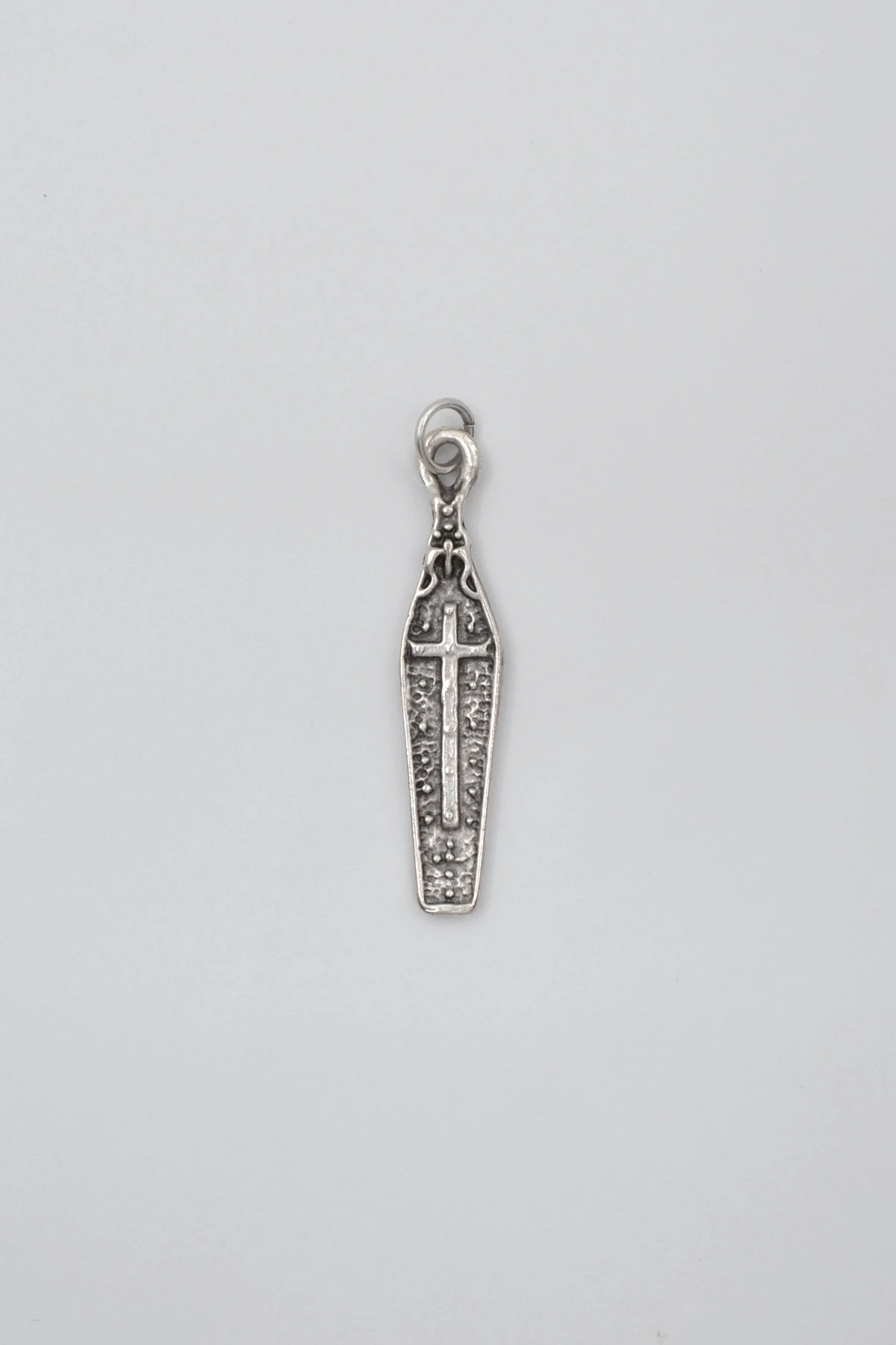 Gotik Haçlı Tabut Örme Zincir Kolye - Antik Gümüş Kaplama - Kadın Erkek - 60 cm