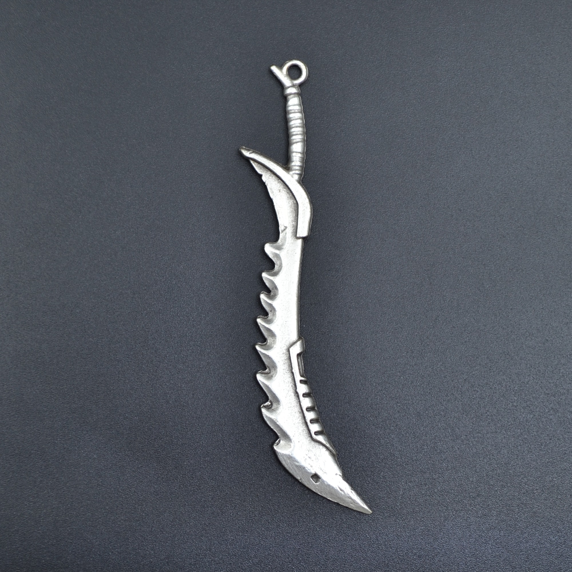 Kılıç Kolye - Gümüş ( Silver ) Renk - 60 cm Düz Ezme Zincir Kolye