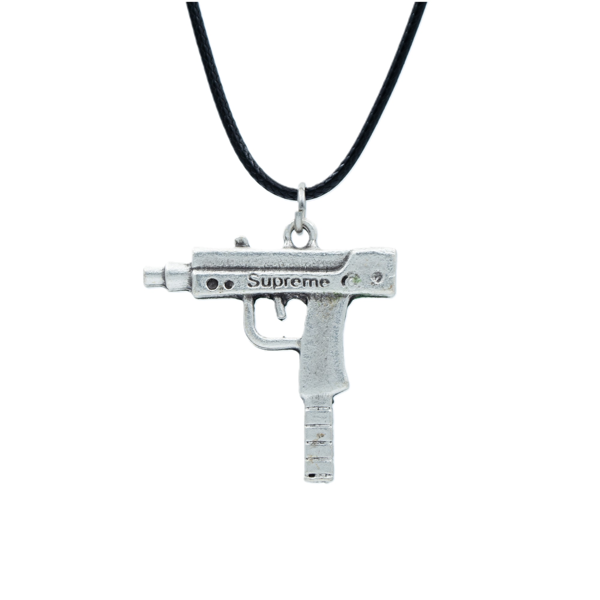 Uzi Kolye - Gümüş ( Silver ) Renk - 60 cm Deri İp Kolye