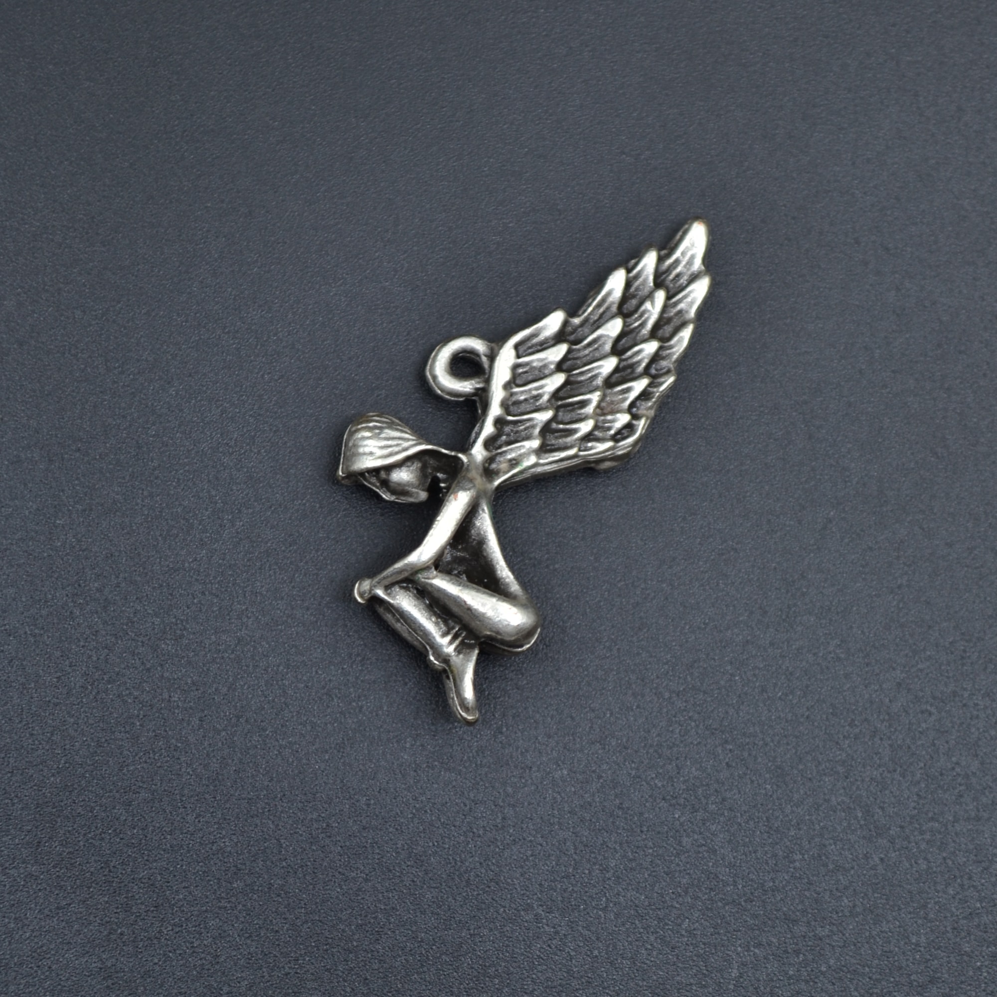 Kanatlı Melek - Peri Kolye - Gümüş ( Silver ) Renk - 60 cm Düz Ezme Zincir Kolye