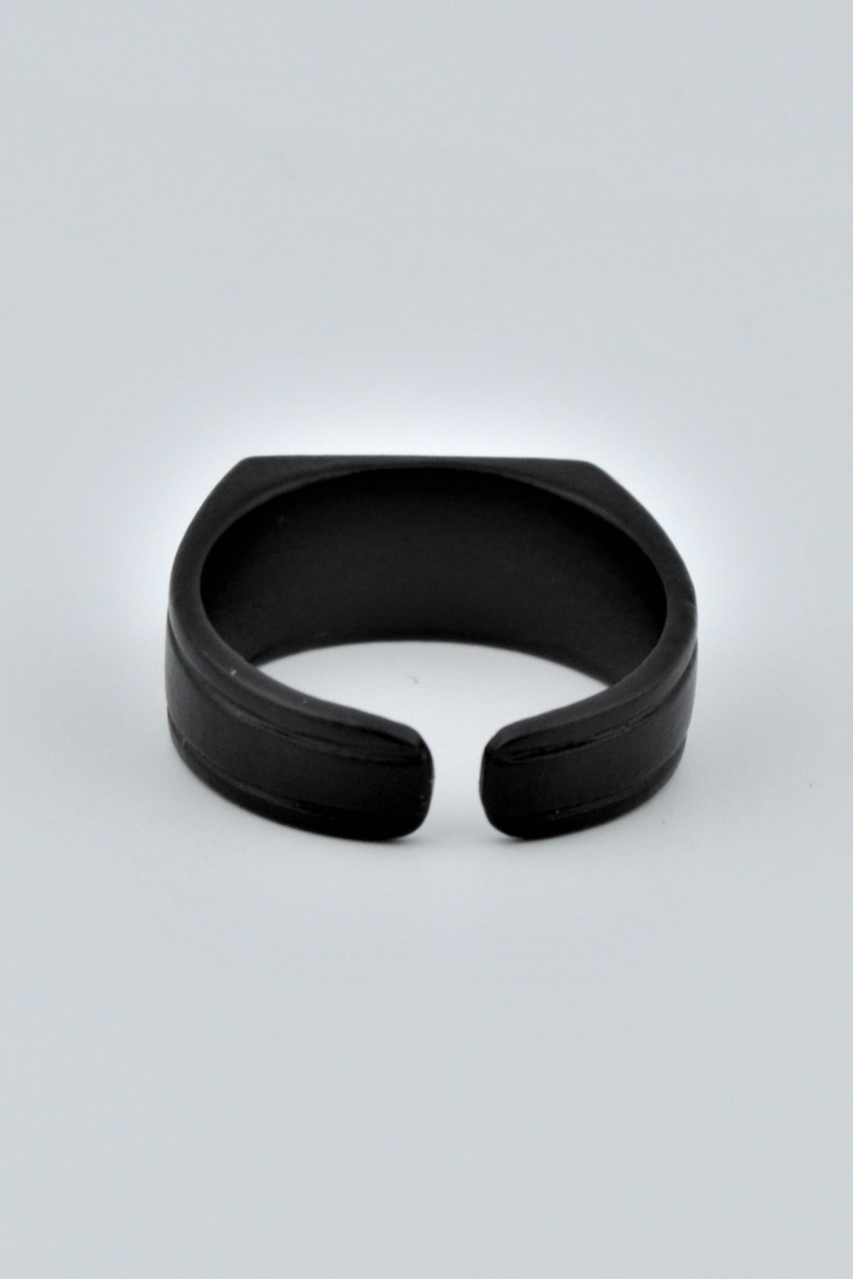 Atatürk İmzası Dikdörtgen Şovalye Mat Siyah Ayarlamalı Erkek Yüzük