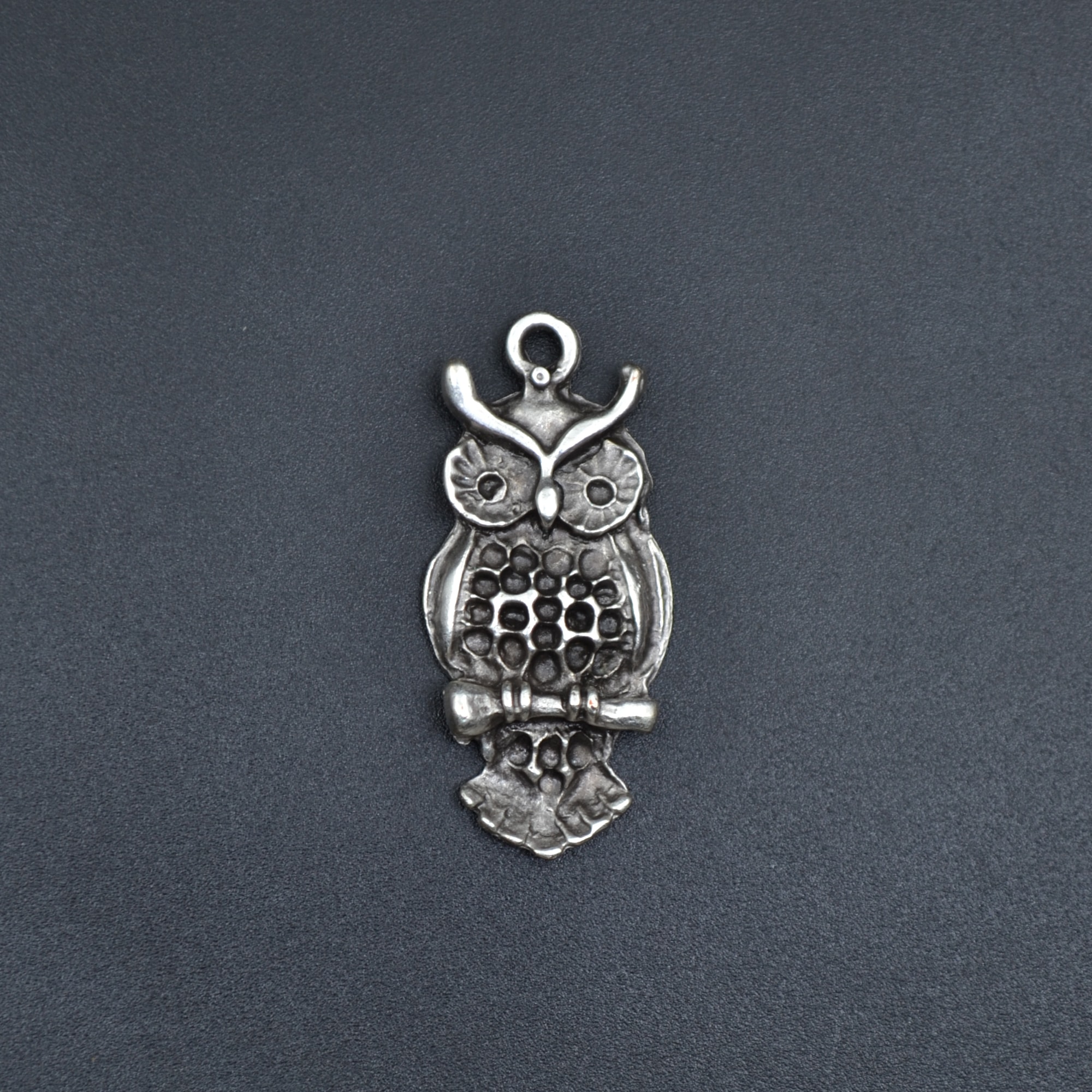 Minimal Baykuş Kolye - Gümüş ( Silver ) Renk - 60 cm Düz Ezme Zincir Kolye